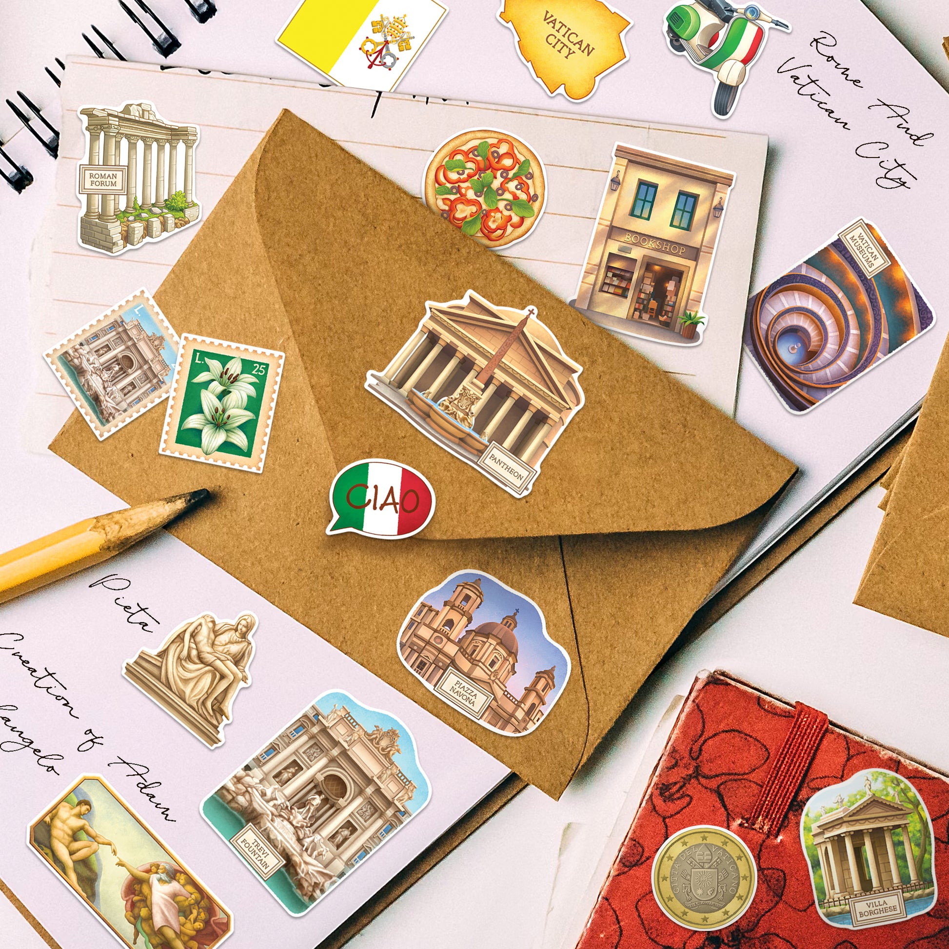 Historical Rome Travel Stickers (28pcs)
