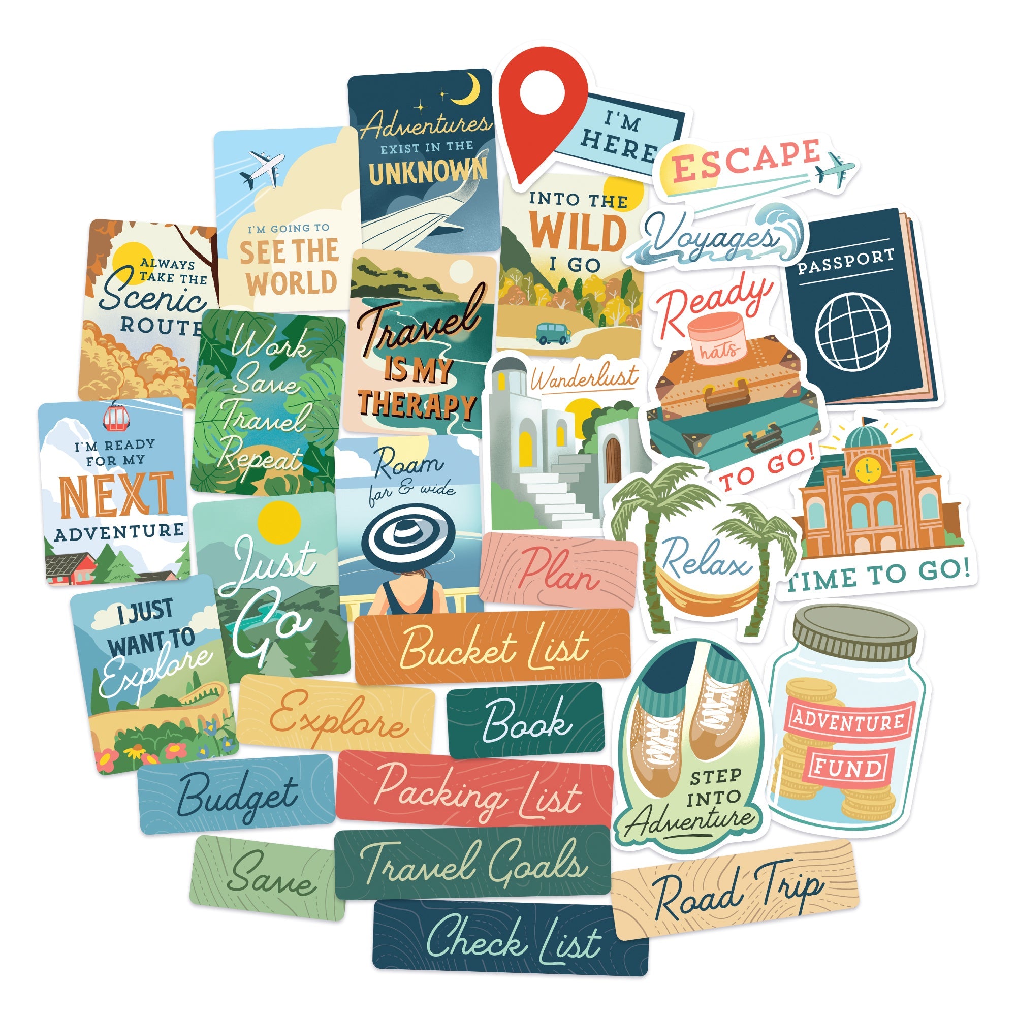 Wanderlust Dreamscape Travel Vision Board Stickers (30pcs)