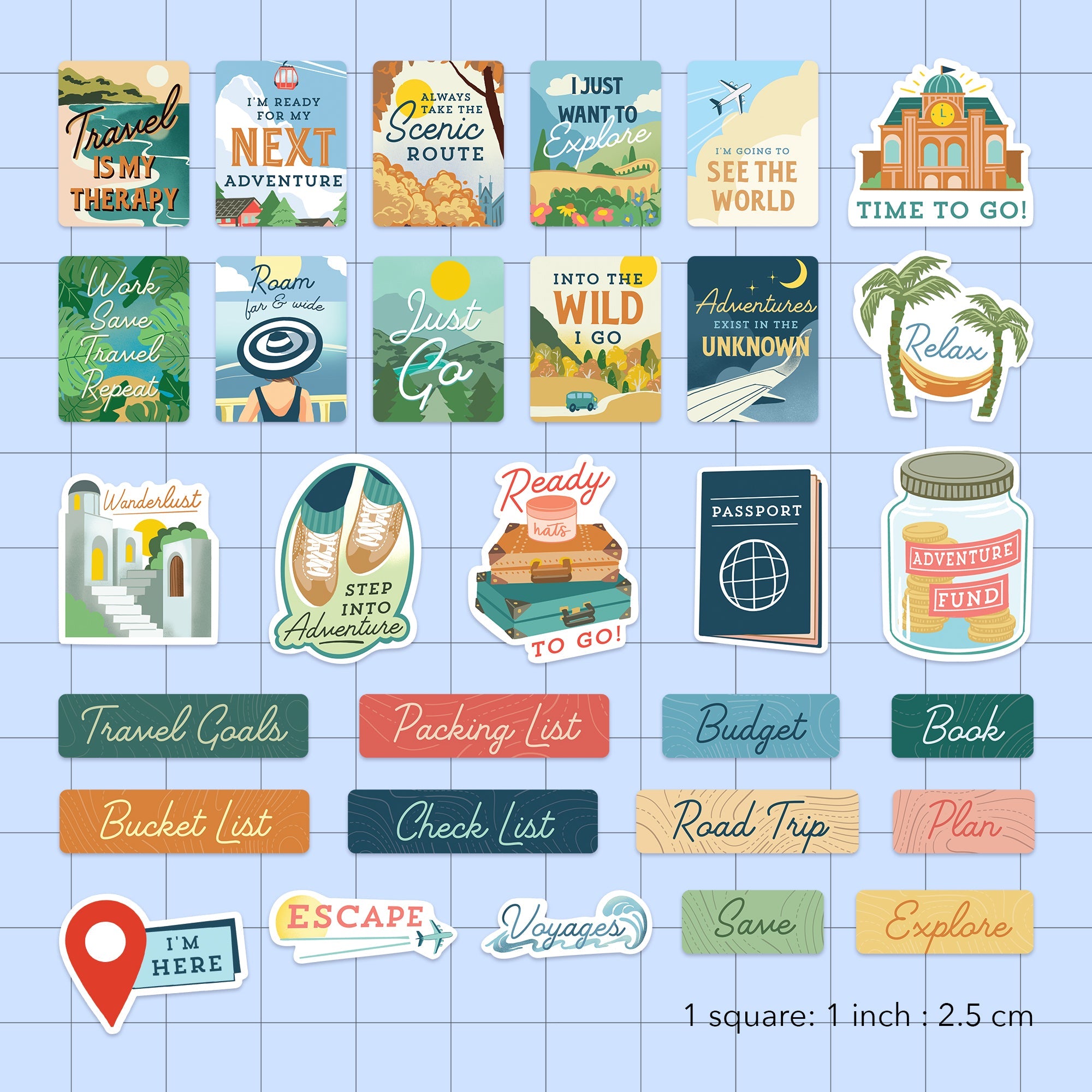 Wanderlust Dreamscape Travel Vision Board Stickers (30pcs)