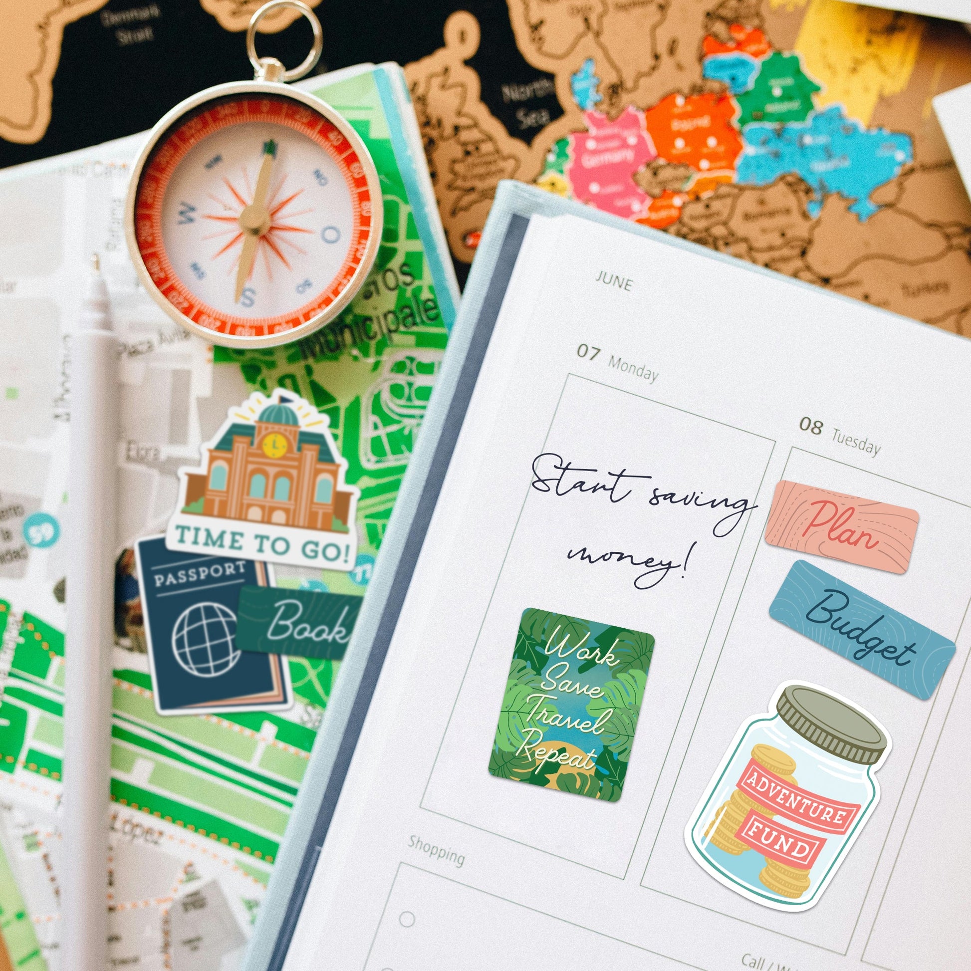 Wanderlust Dreamscape Travel Vision Board Stickers (30pcs)