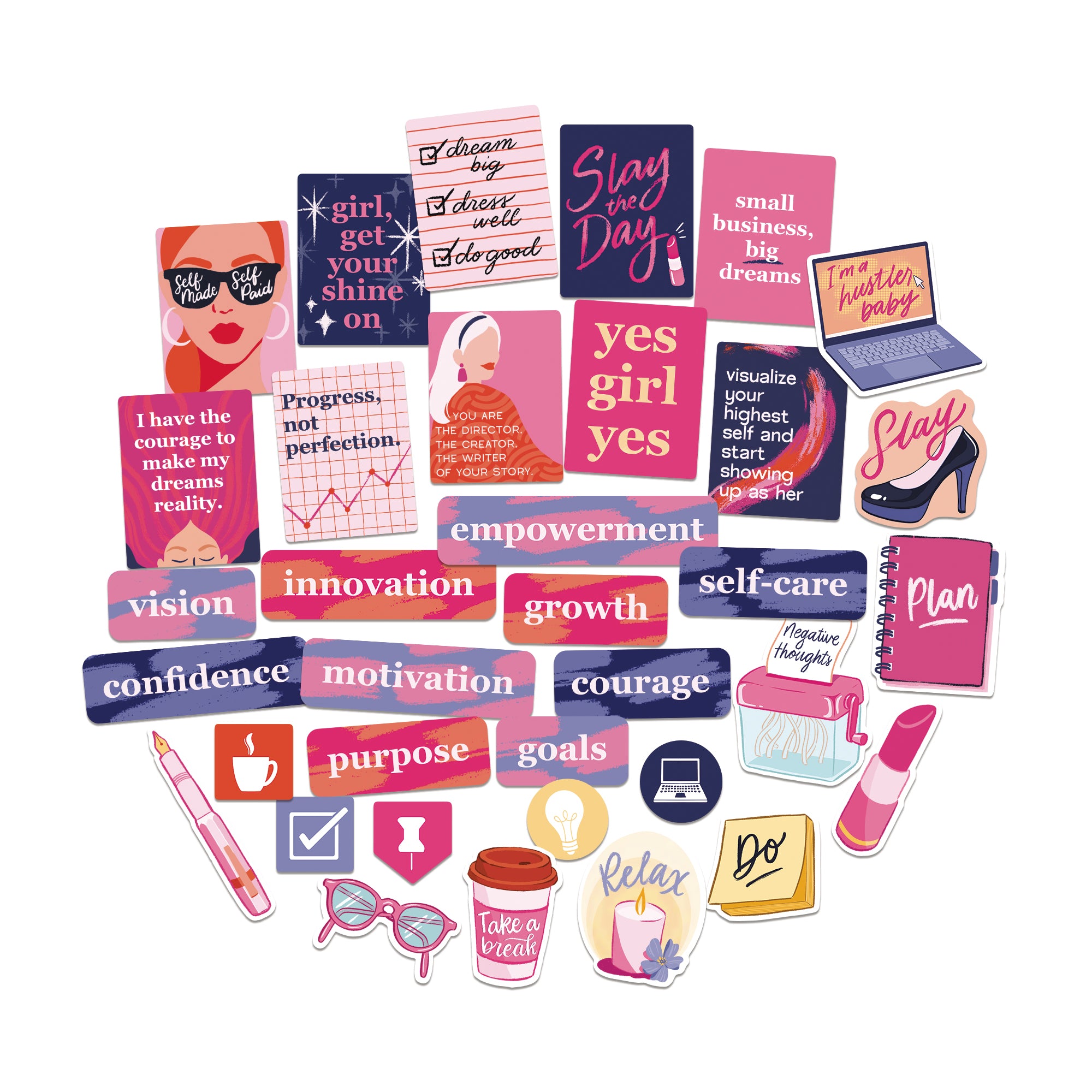 Boss Lady Entrepreneur Vision Board Stickers (35pcs)