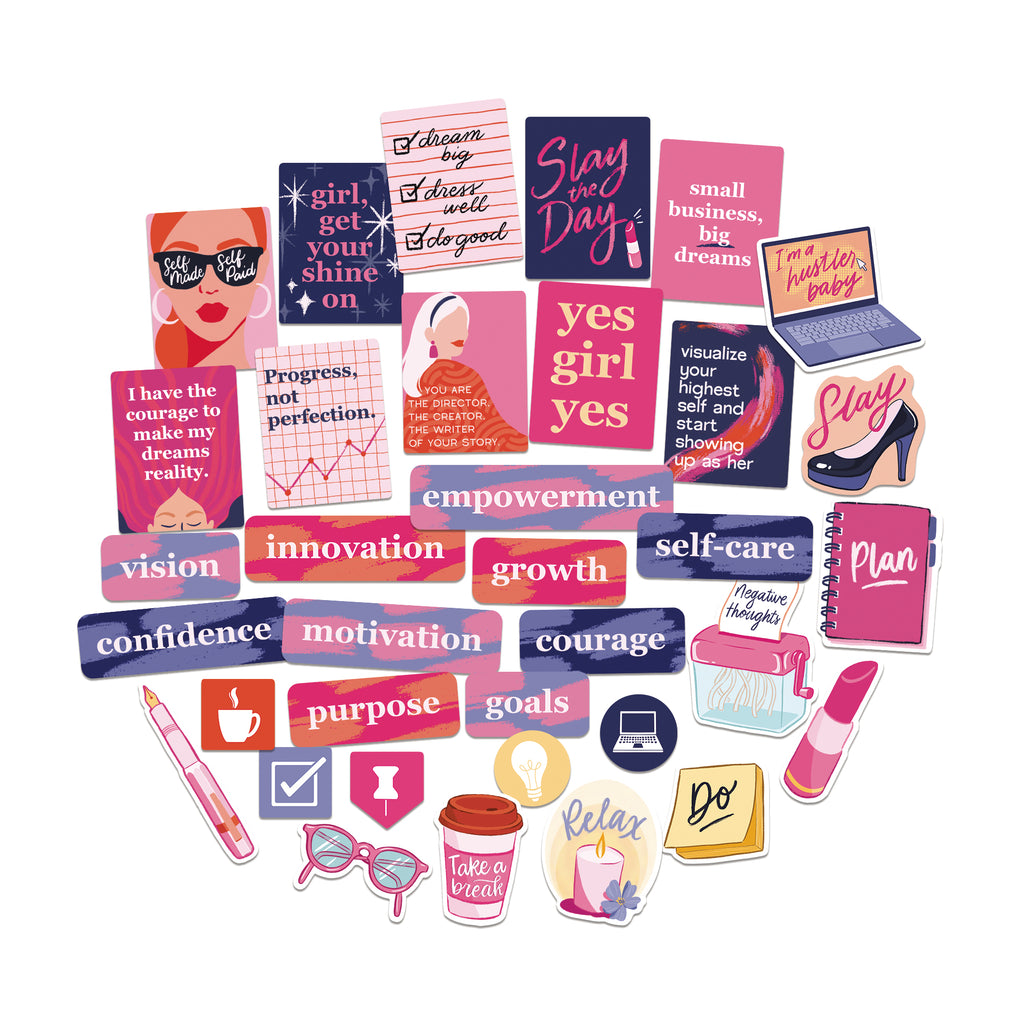 Navy Peony Boss Lady Entrepreneur Vision Board Stickers (35pcs)