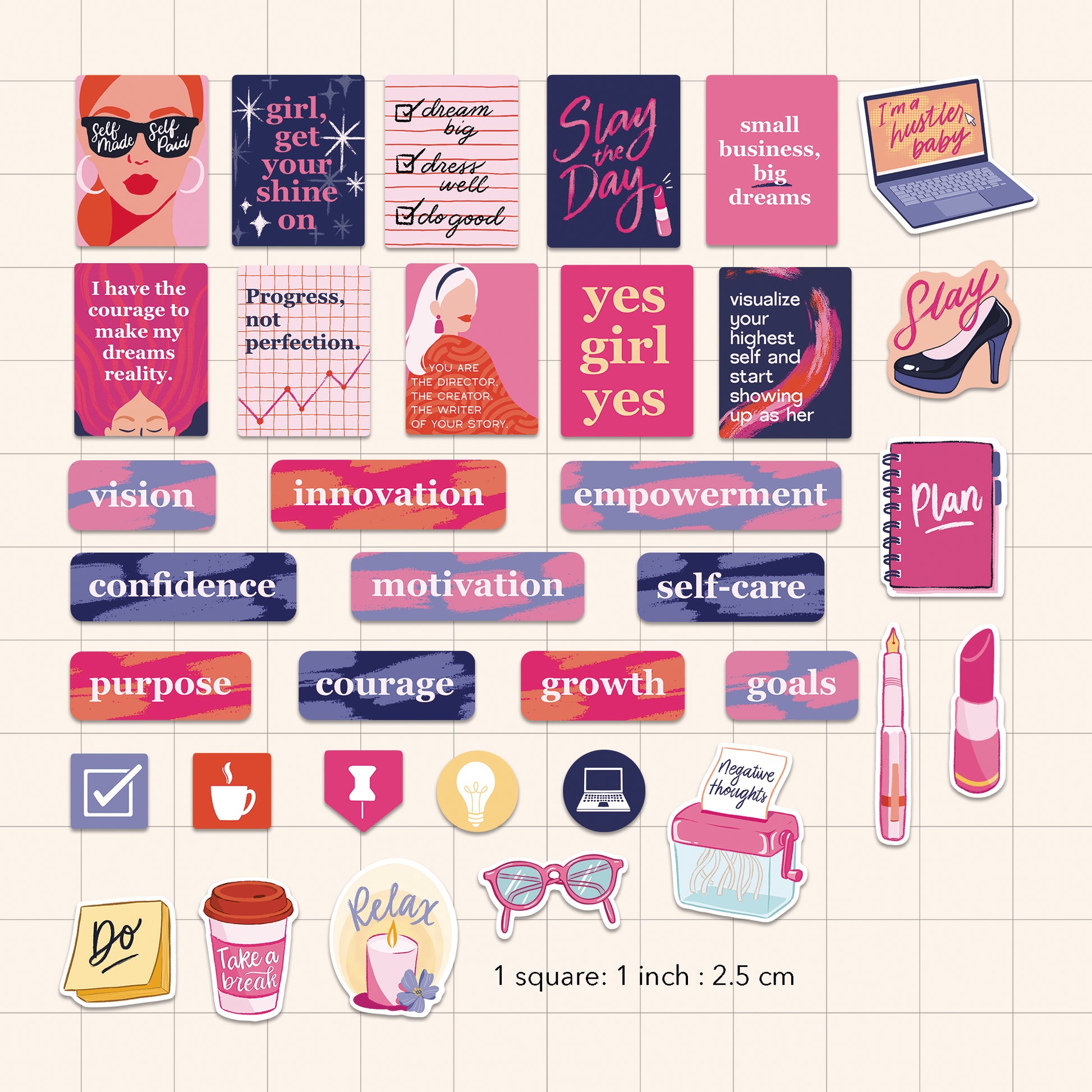 Boss Lady Entrepreneur Vision Board Stickers (35pcs)