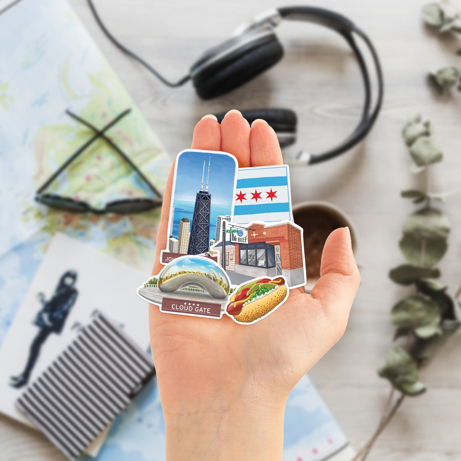 Windy Chicago Travel Stickers (28pcs)