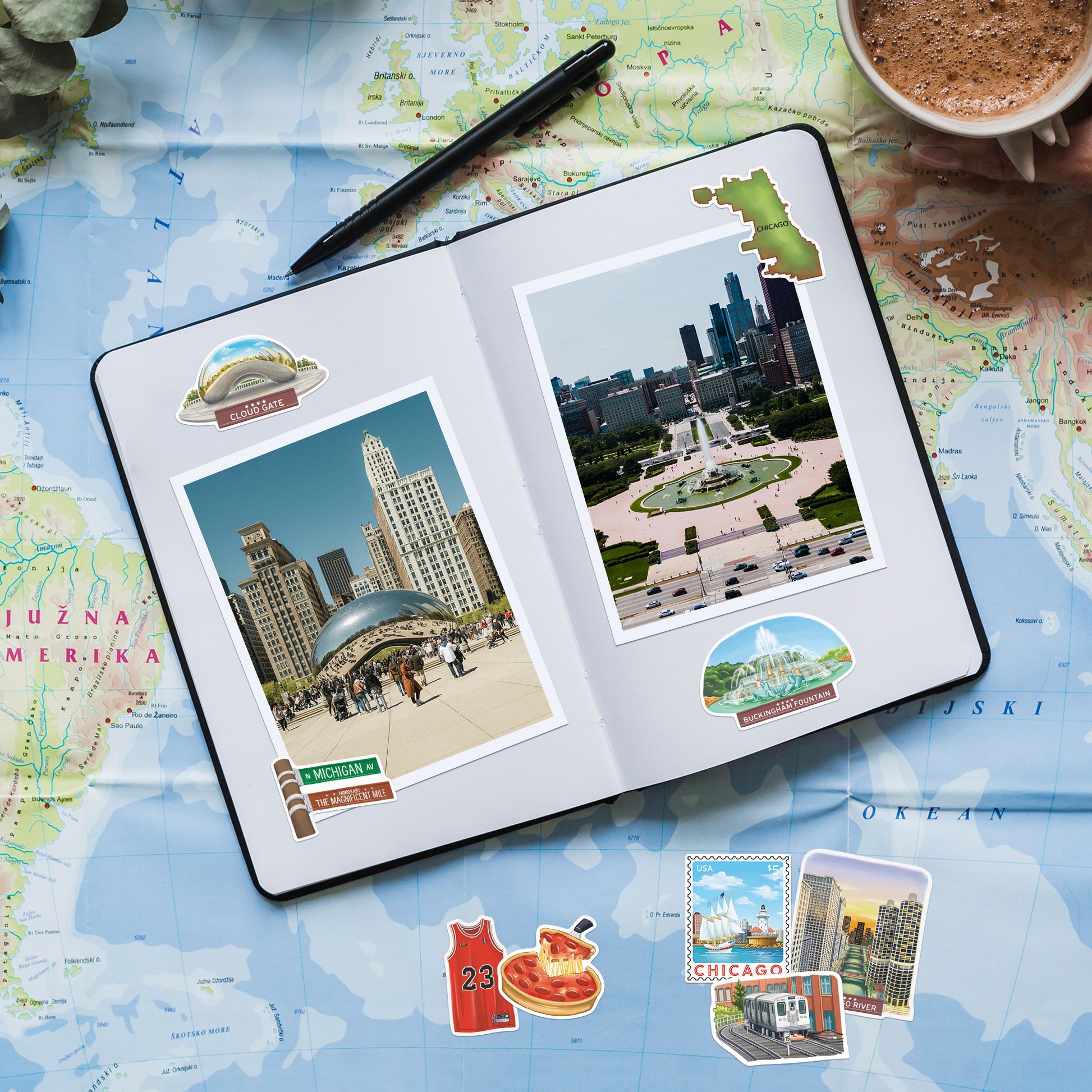 Windy Chicago Travel Stickers (28pcs)