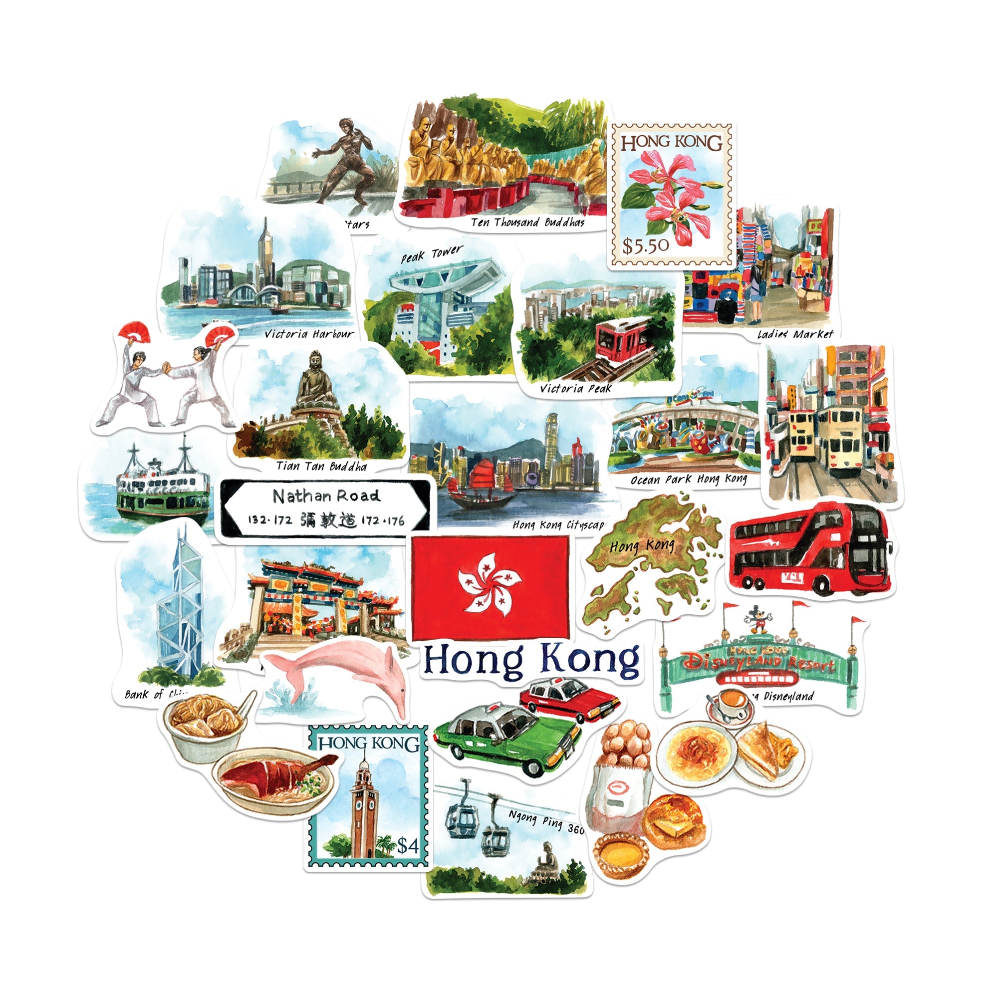 Cosmopolitan Hong Kong Travel Stickers (28pcs)