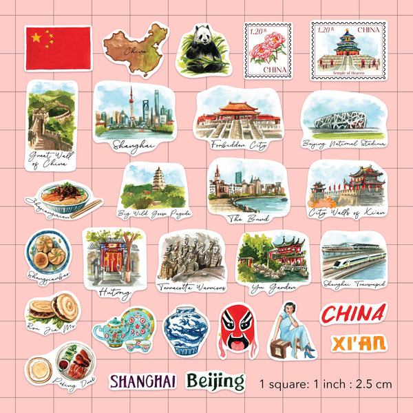Ancient China Travel Stickers (28pcs)