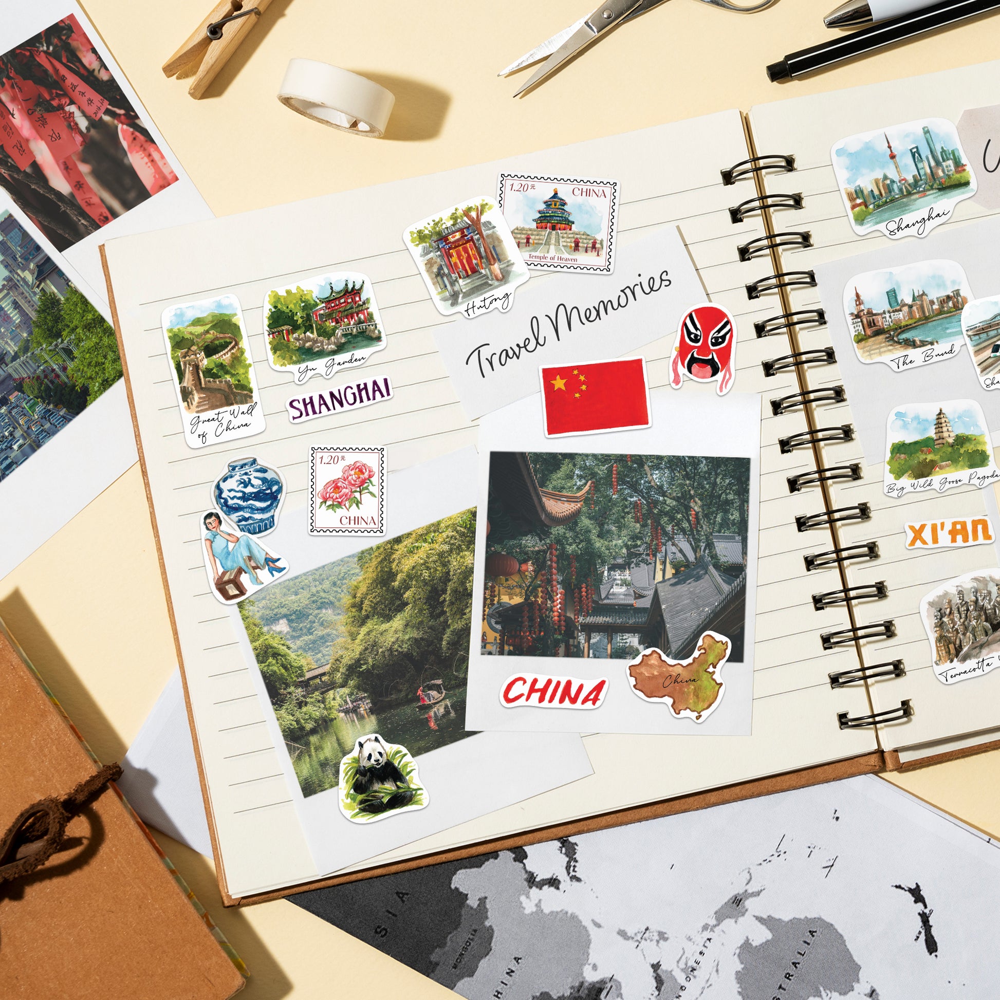 Ancient China Travel Stickers (28pcs)