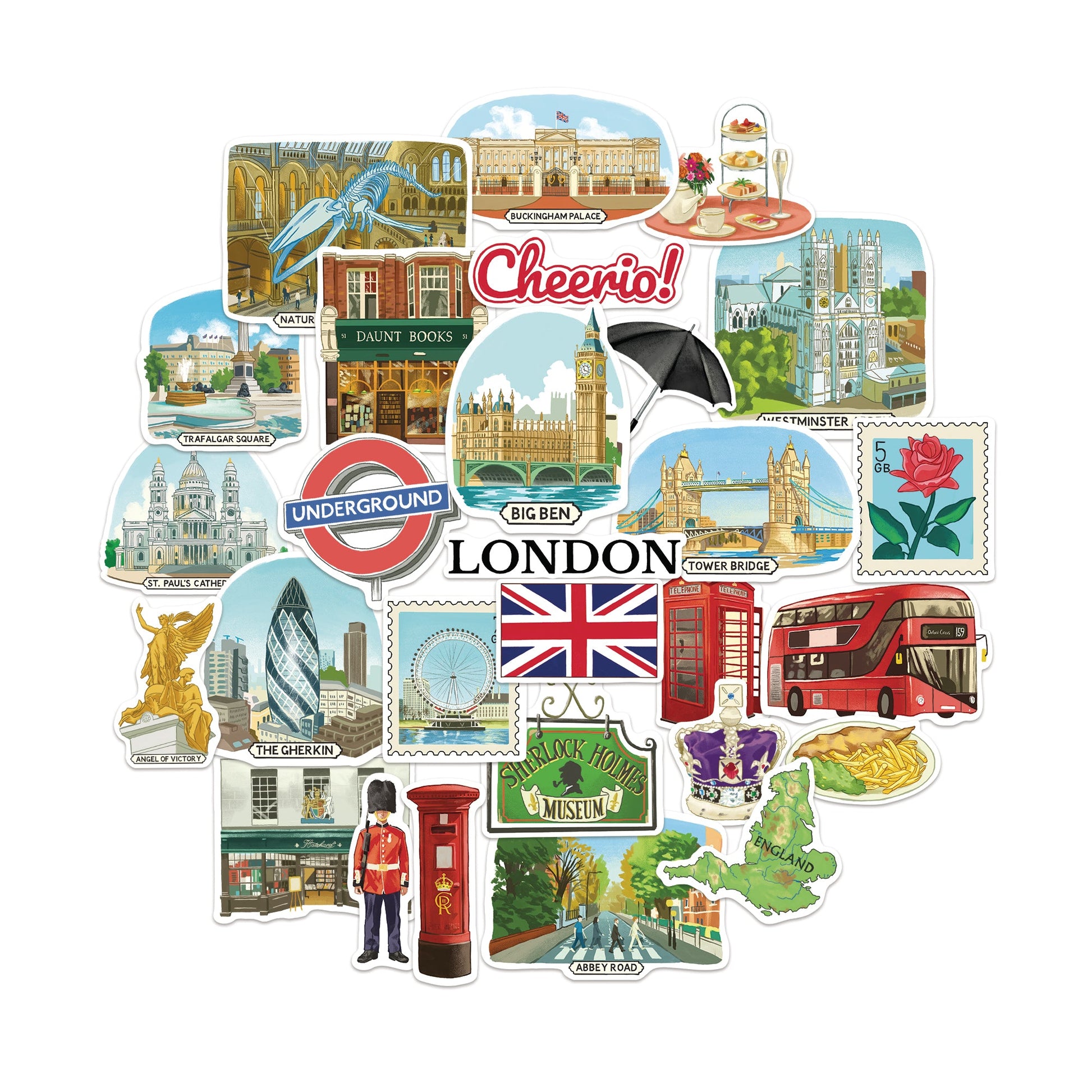 Bustling London Travel Stickers (28pcs)