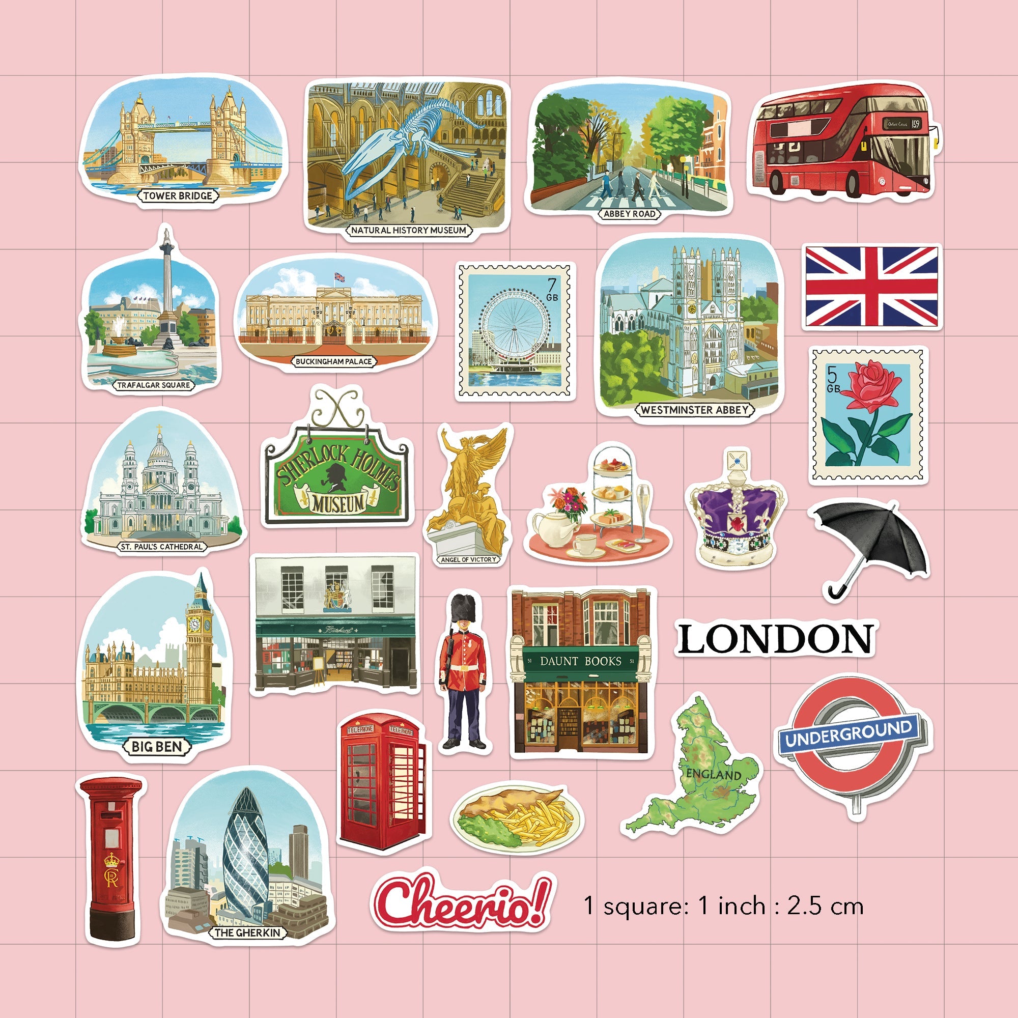 Bustling London Travel Stickers (28pcs)