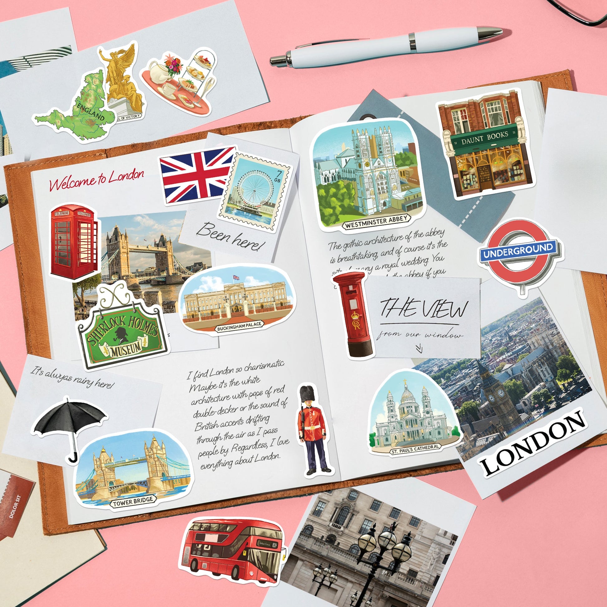 Bustling London Travel Stickers (28pcs)