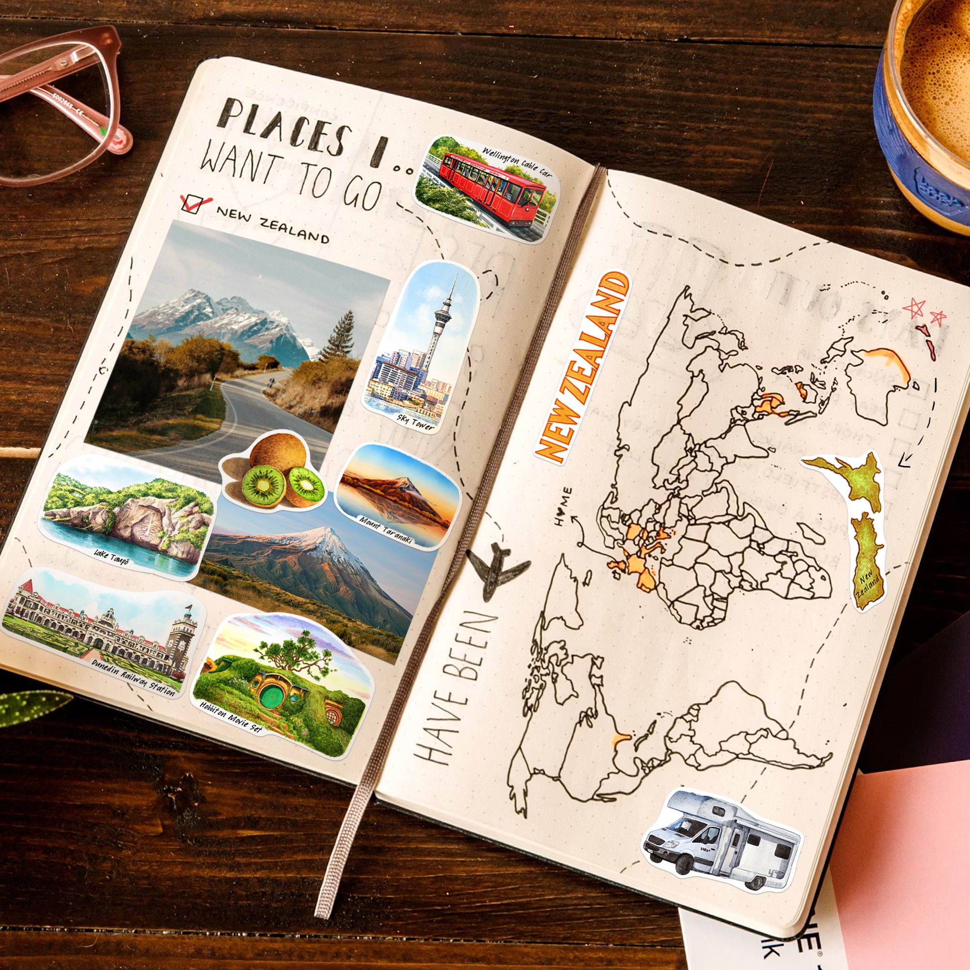 Tranquil New Zealand Travel Stickers (28pcs)