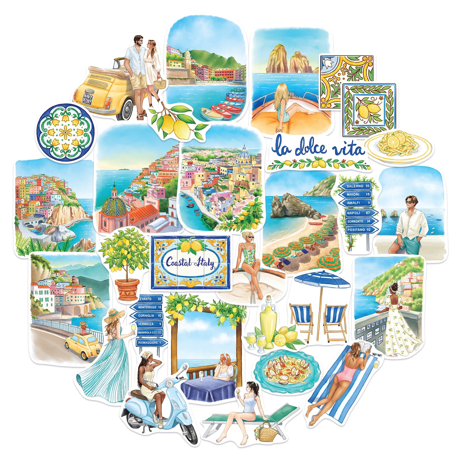 Coastal Italy Travel Lifestyle Stickers (29pcs)