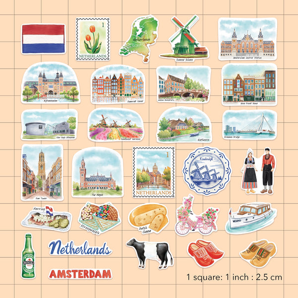 Artistic Netherlands Travel Stickers (29pcs)