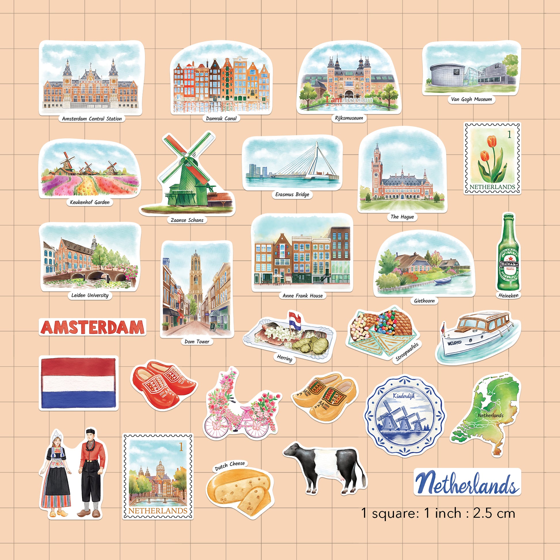 Artistic Netherlands Statement Stickers (29pcs)