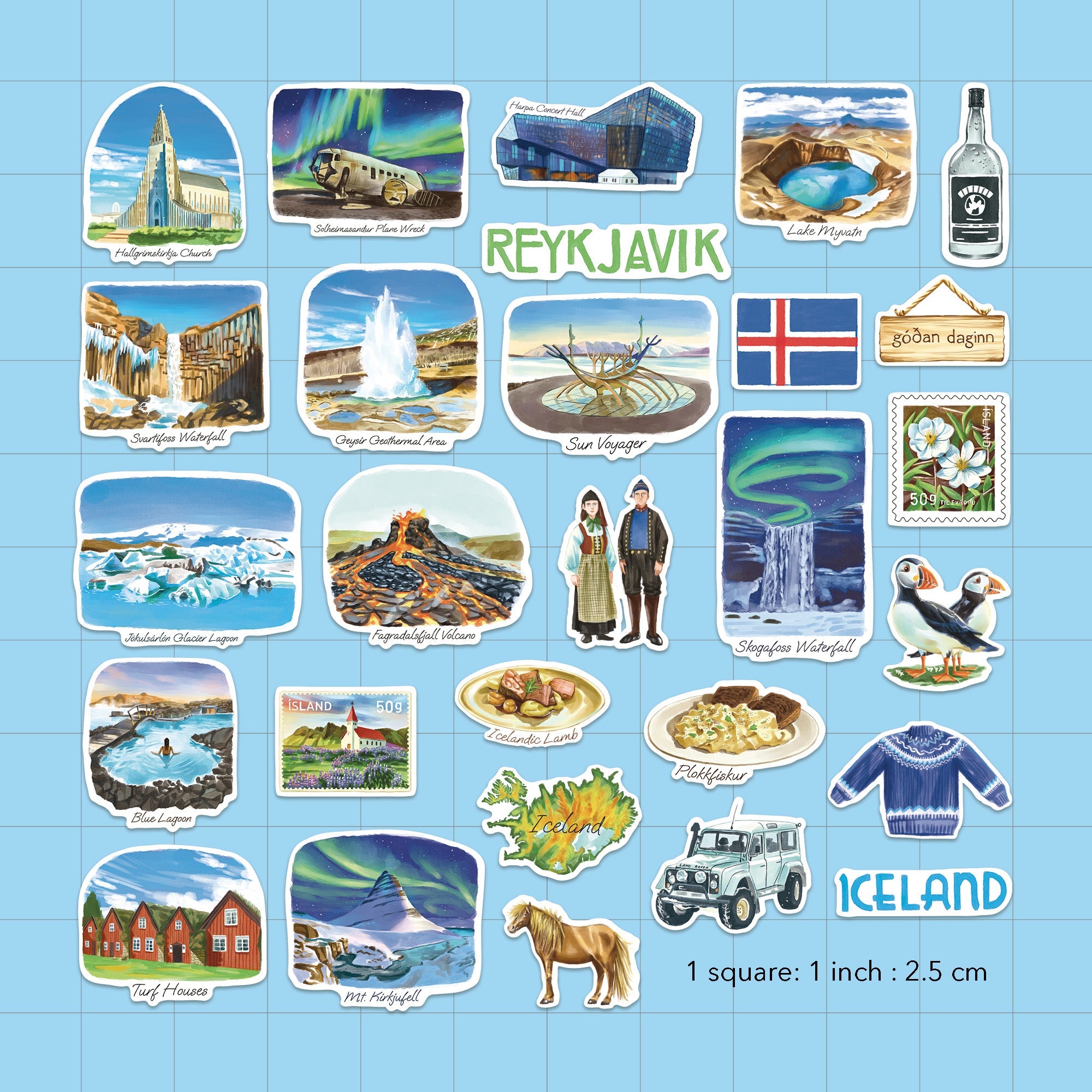 Magical Iceland Travel Stickers (28pcs)