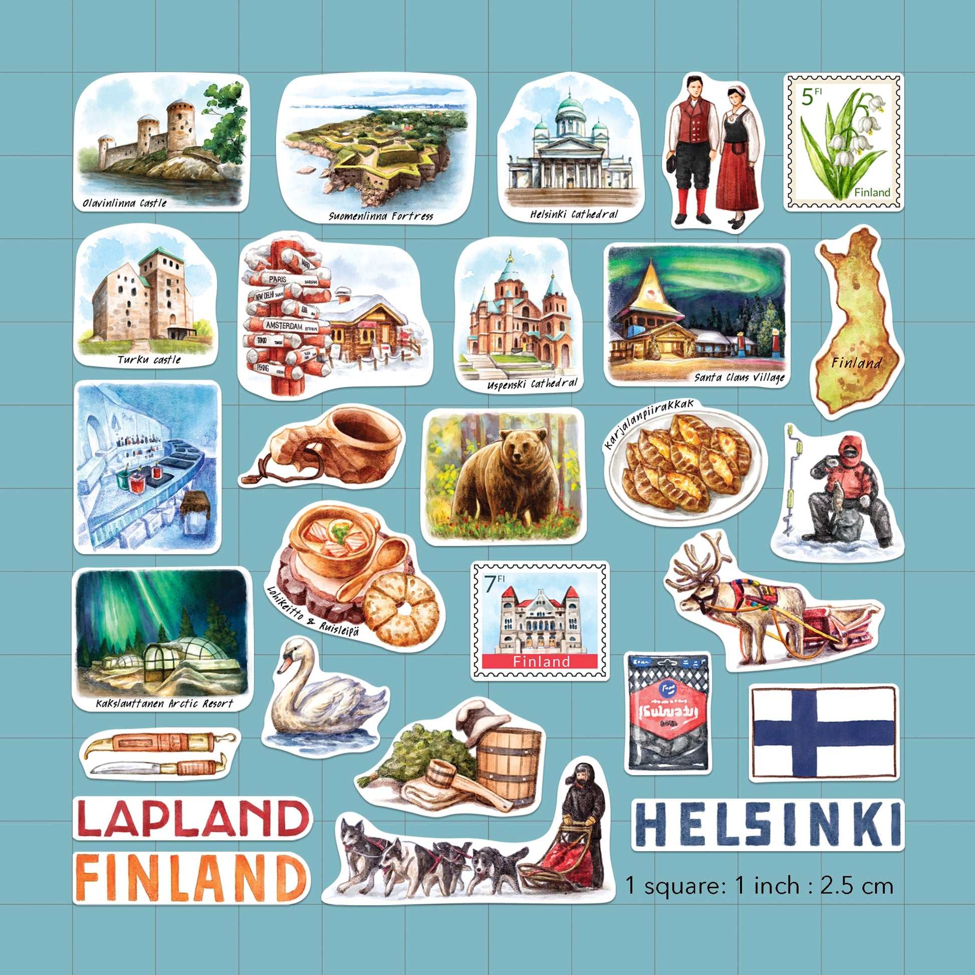 Arctic Finland Travel Stickers (28pcs)