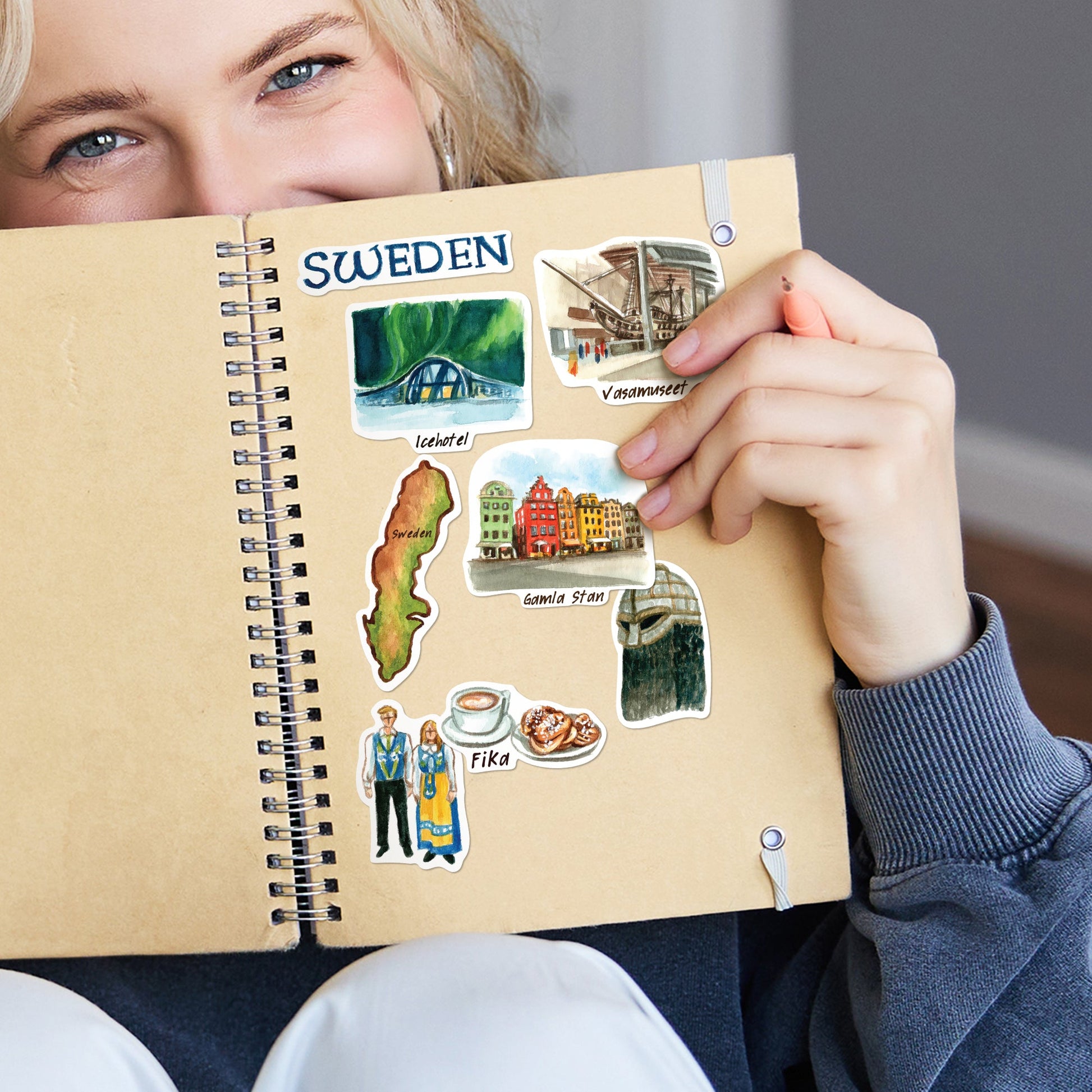 Stylish Sweden Travel Stickers (28pcs)