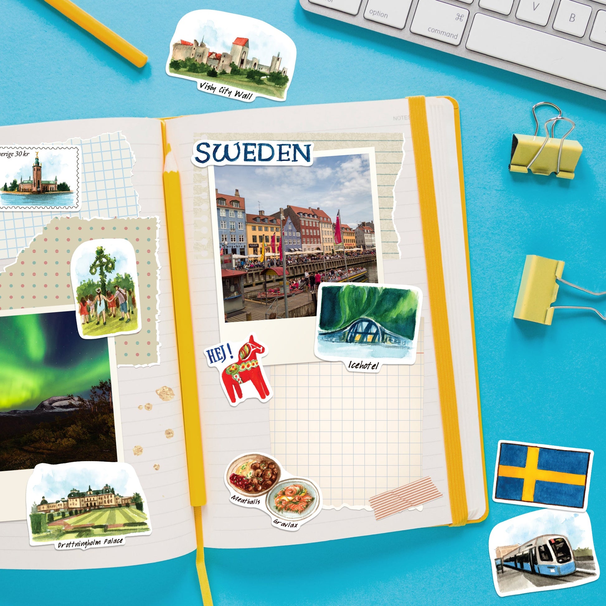 Stylish Sweden Travel Stickers (28pcs)
