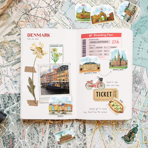 Delightful Denmark Travel Stickers (28pcs)