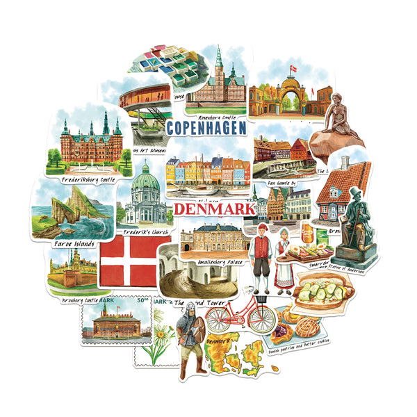 Delightful Denmark Travel Stickers (28pcs)