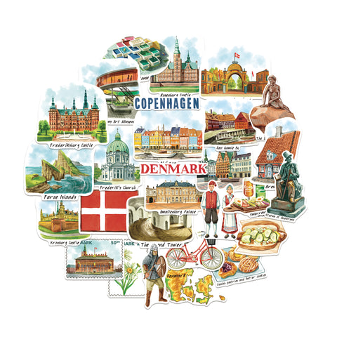 Delightful Denmark Travel Stickers (28pcs)