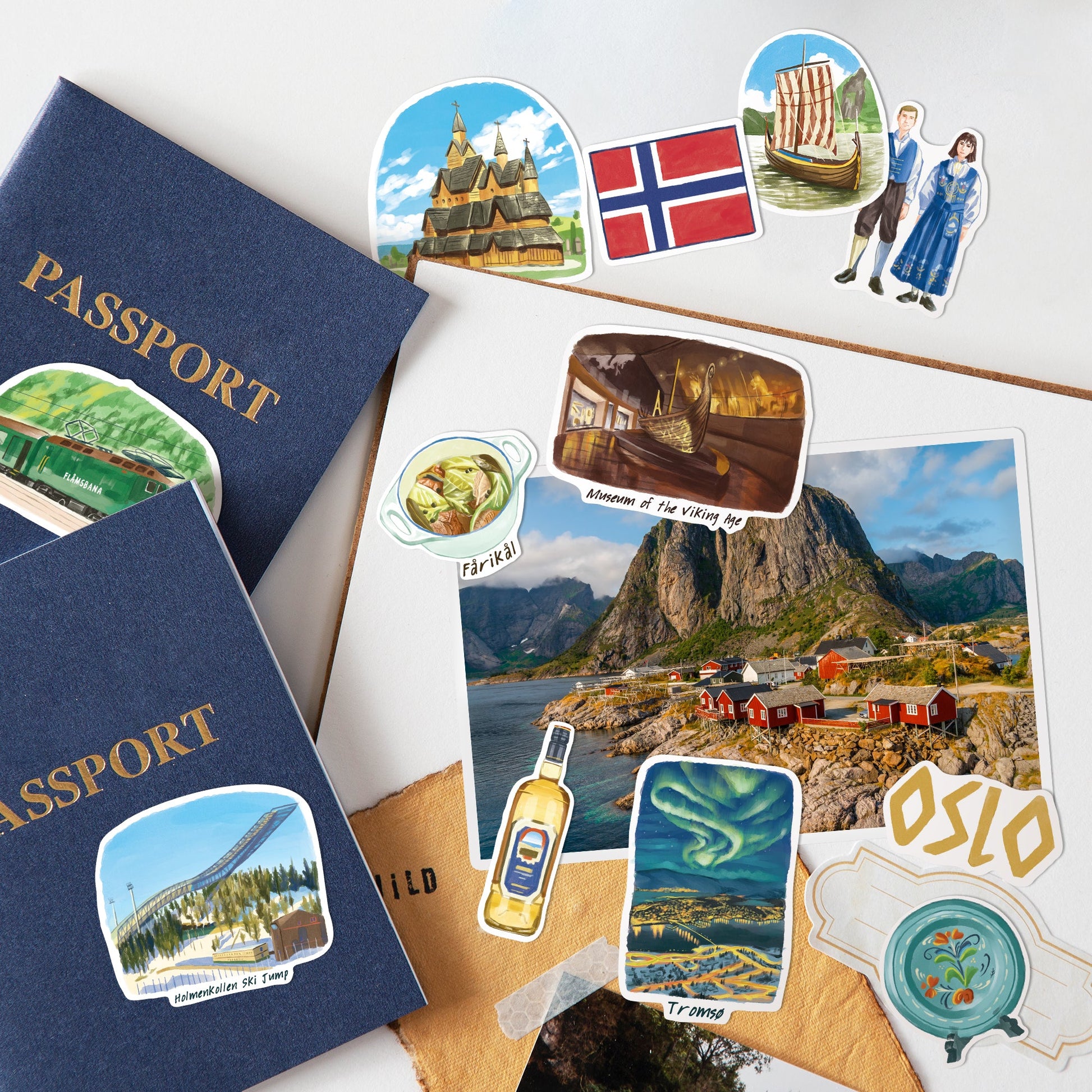 Nordic Norway Travel Stickers (28pcs)