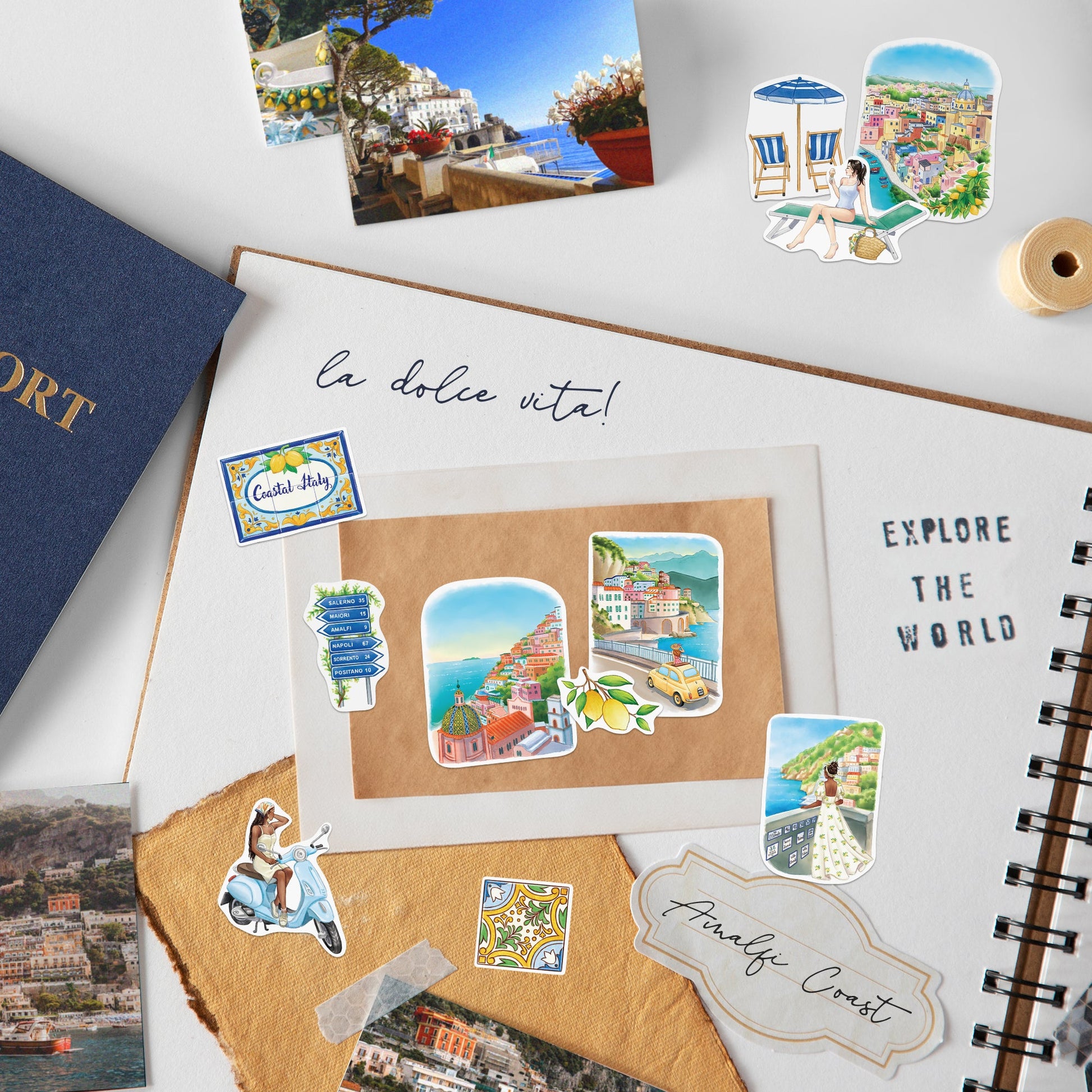 Coastal Italy Travel Lifestyle Stickers (29pcs)