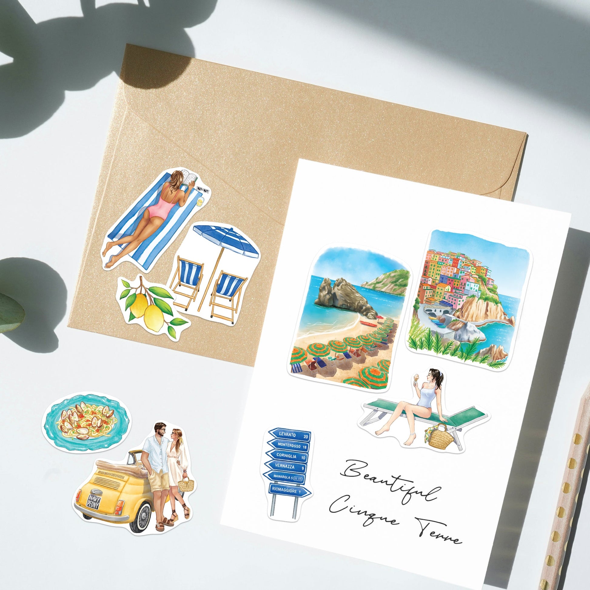 Coastal Italy Travel Lifestyle Stickers (29pcs)