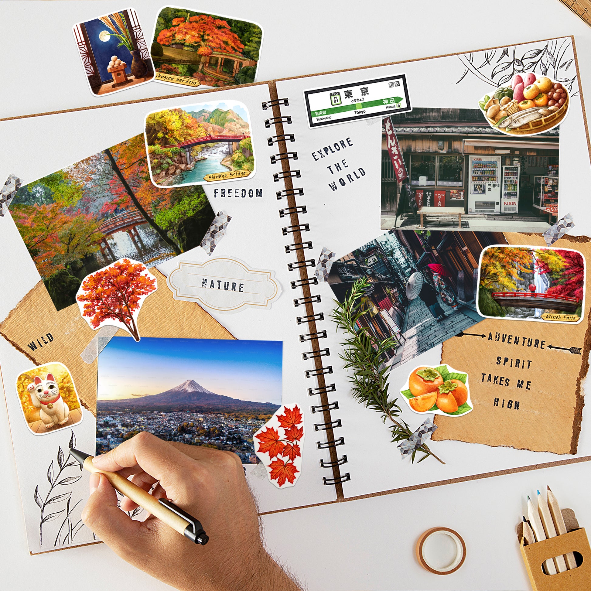Autumn in Japan Travel Stickers (28pcs)