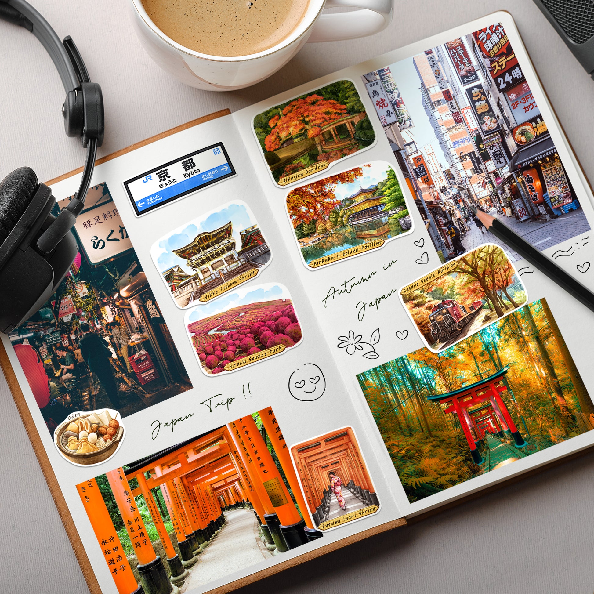 Autumn in Japan Travel Stickers (28pcs)