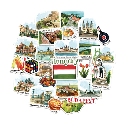 Harmonious Hungary Travel Stickers (28pcs)