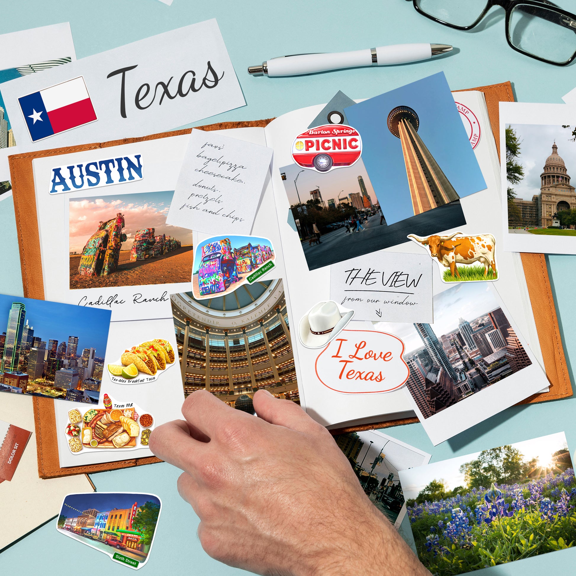 Thrilling Texas State Travel Stickers (28 pcs)