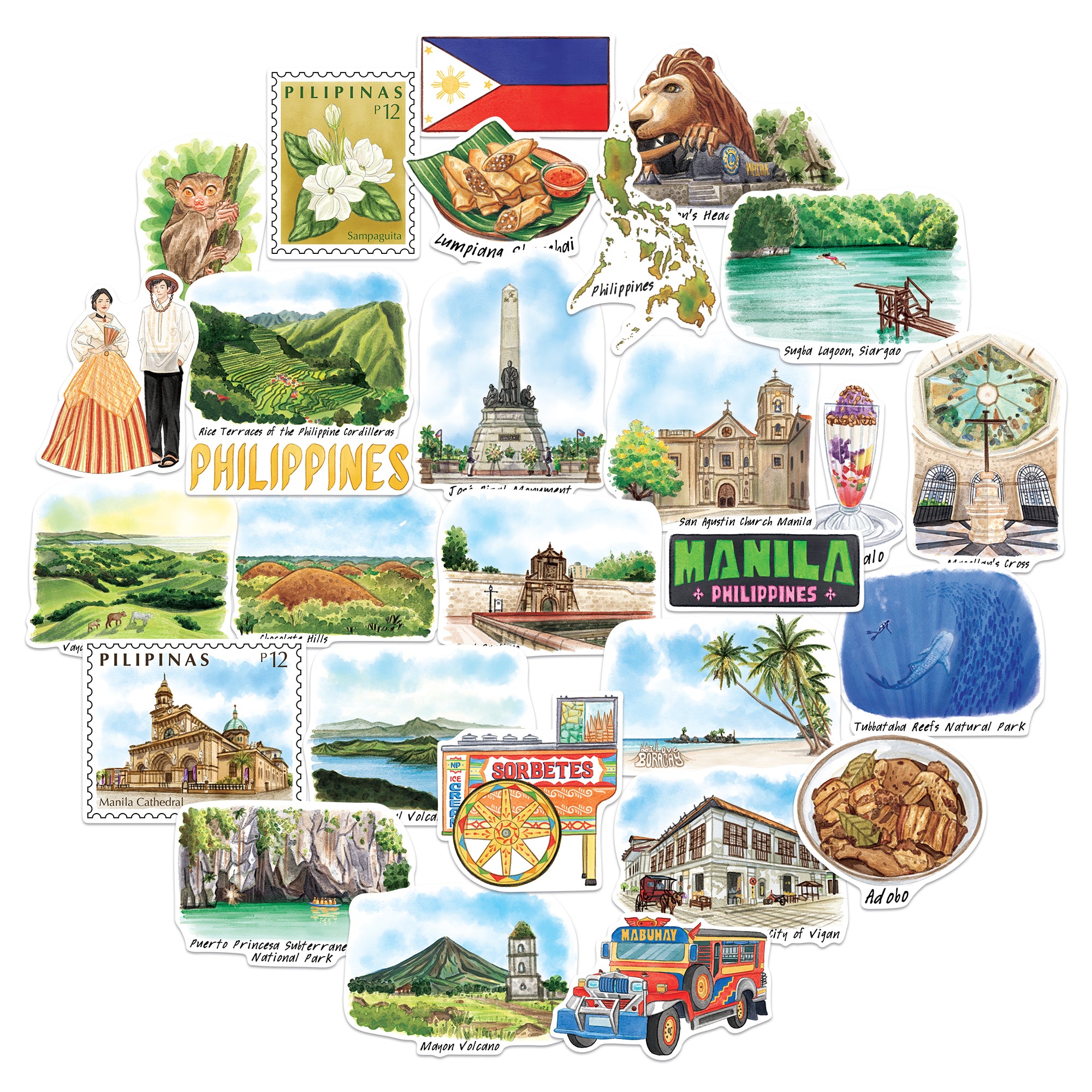 Pristine Philippines Travel Stickers (28pcs)