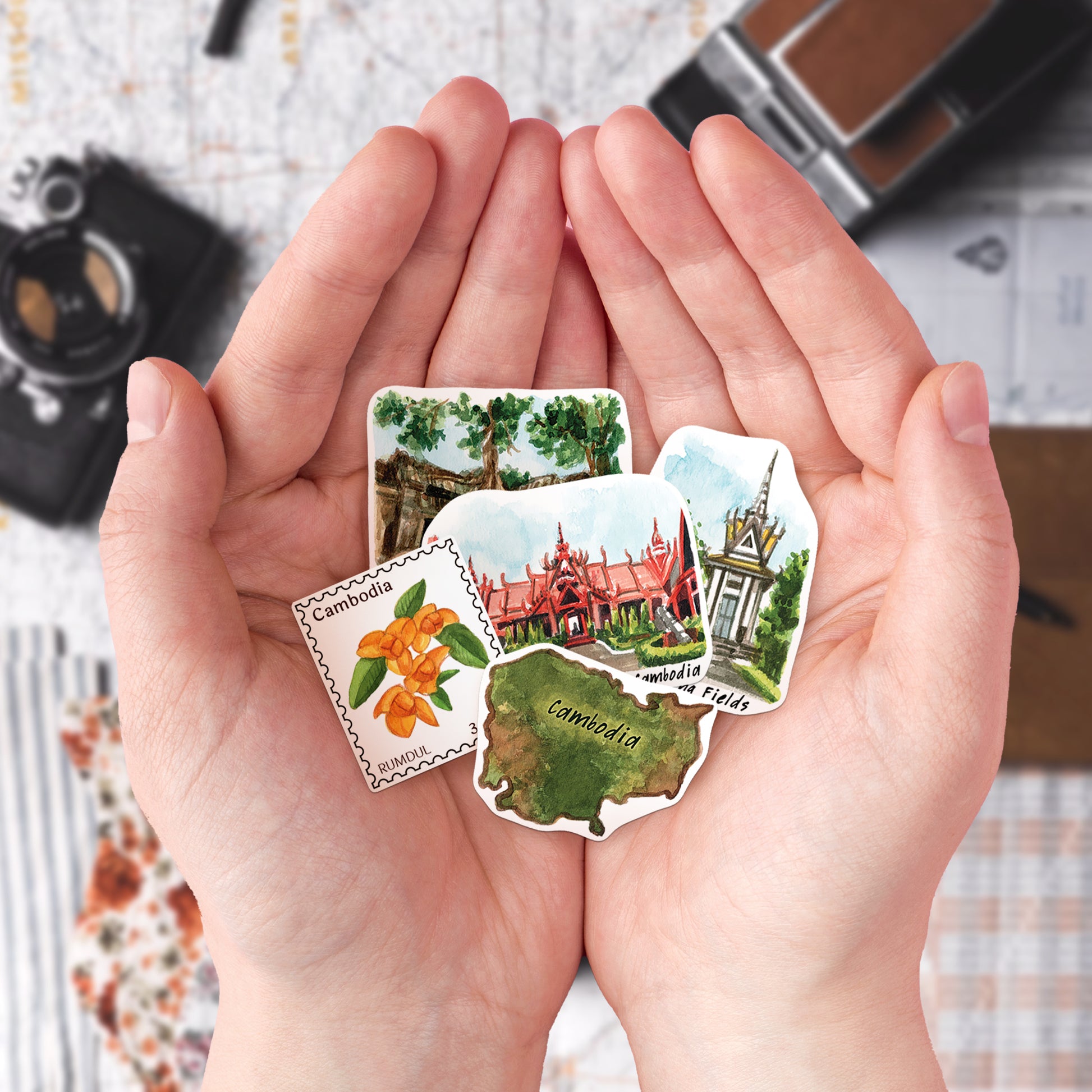 Captivating Cambodia Travel Stickers (28pcs)