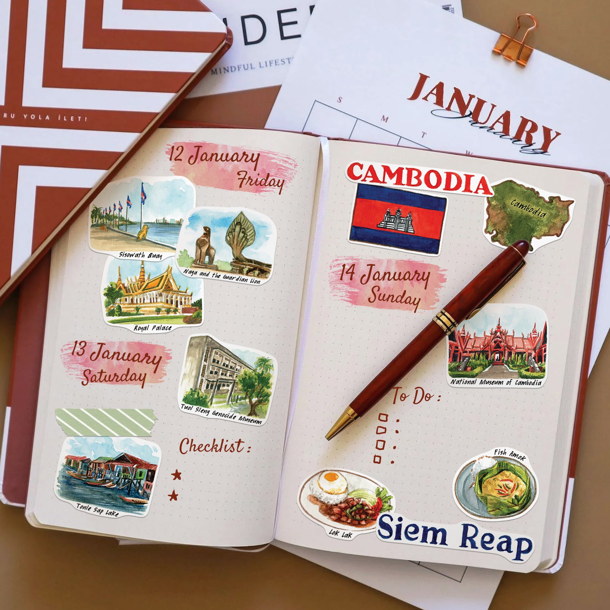Captivating Cambodia Travel Stickers (28pcs)