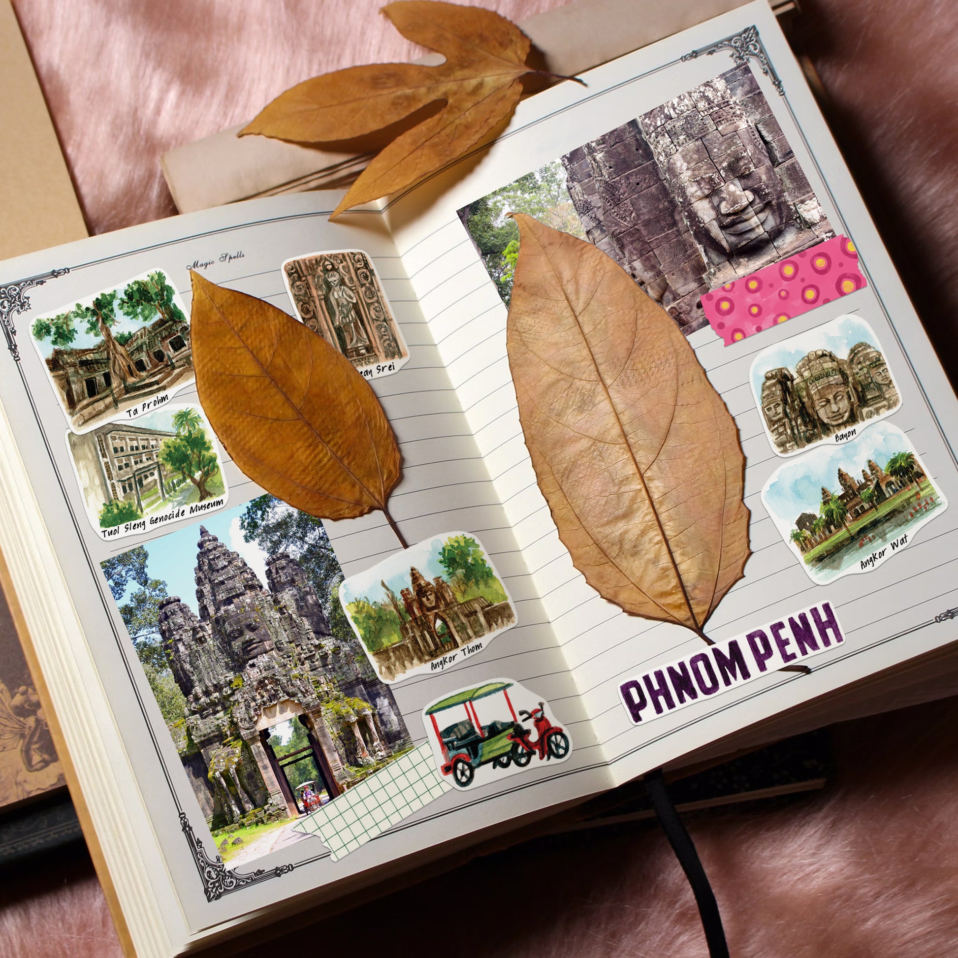 Captivating Cambodia Travel Stickers (28pcs)