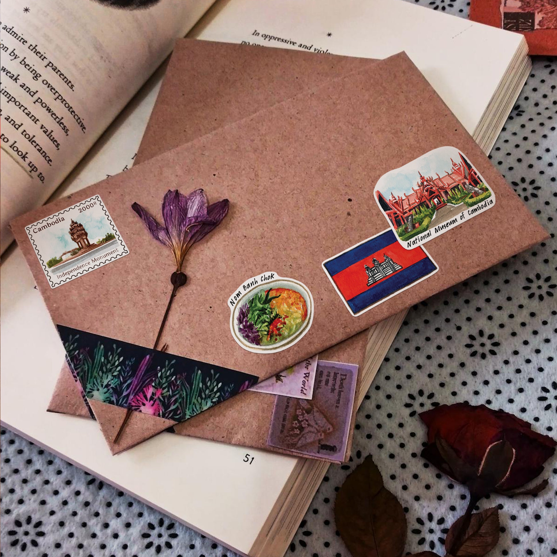 Captivating Cambodia Travel Stickers (28pcs)