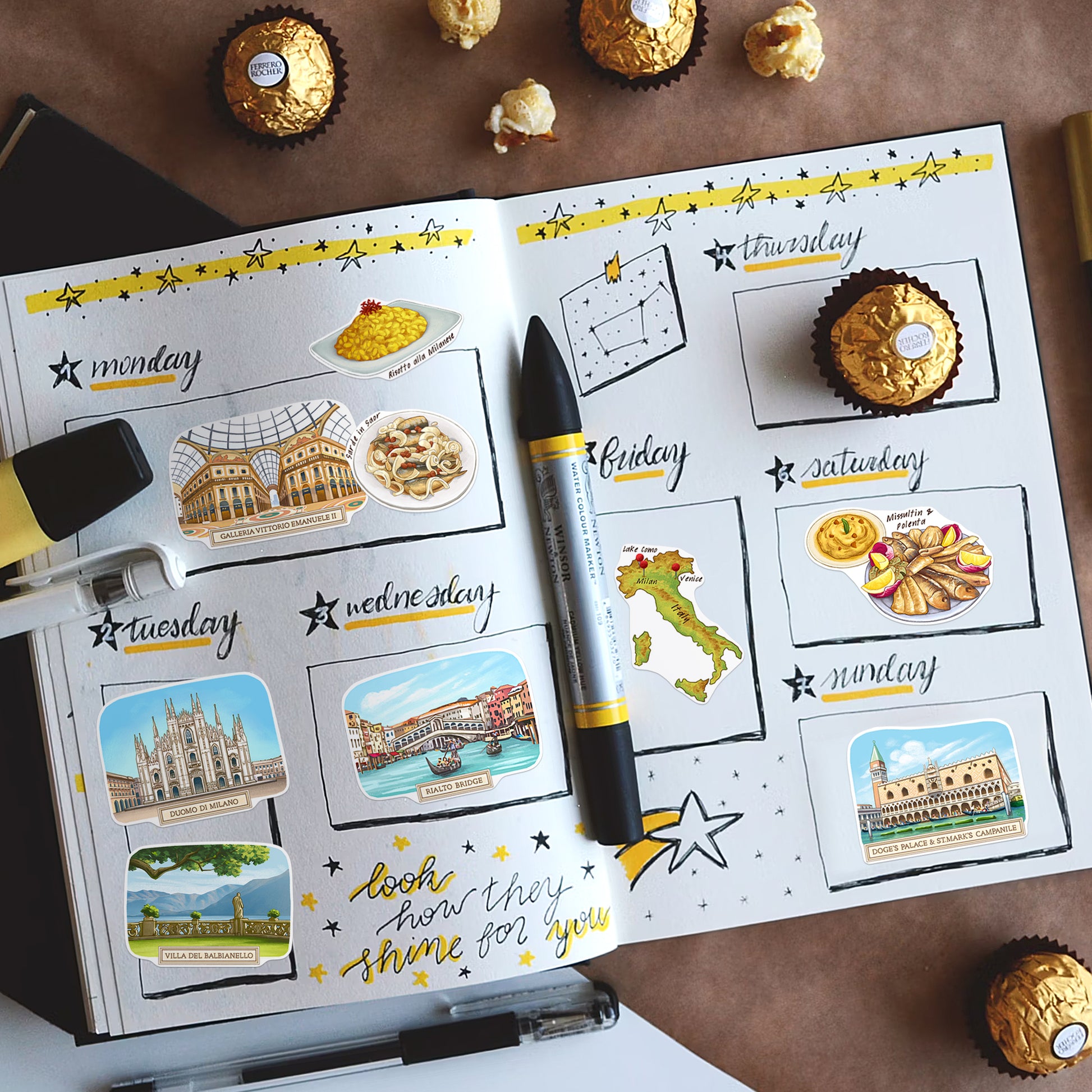 Northern Italy Travel Stickers (28pcs)