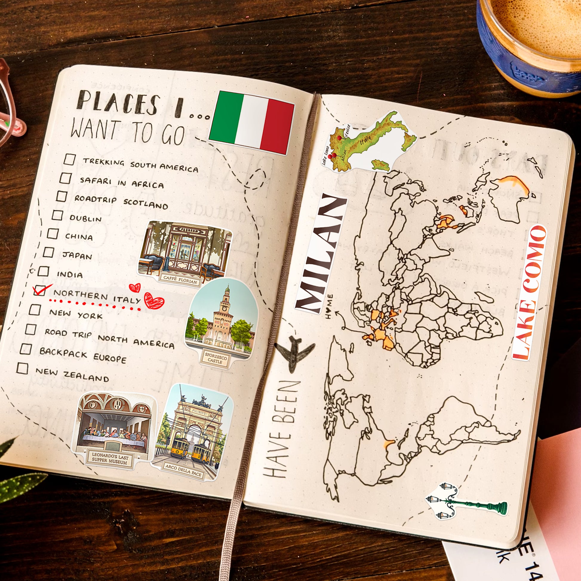 Northern Italy Travel Stickers (28pcs)