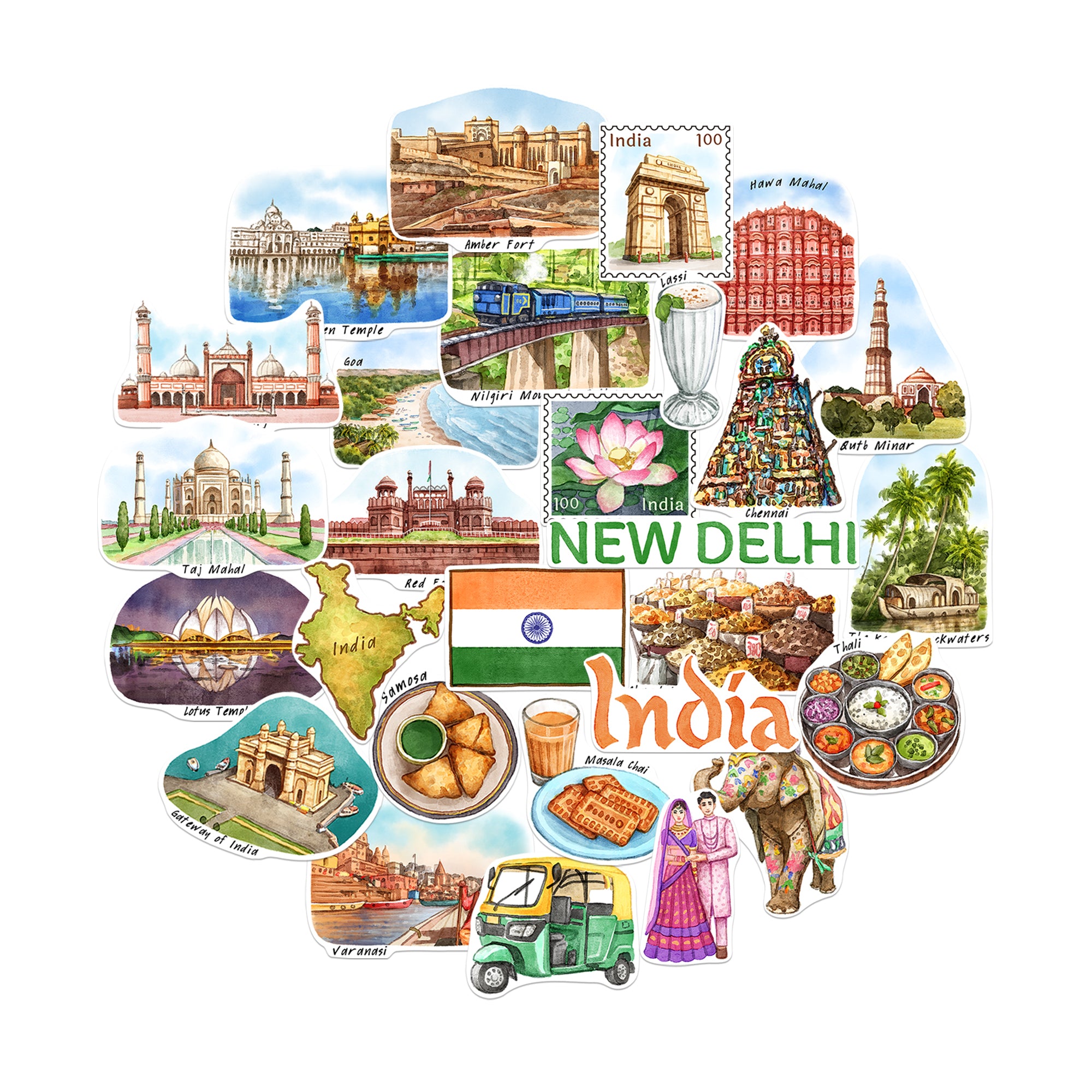 Incredible India Travel Stickers (28pcs)