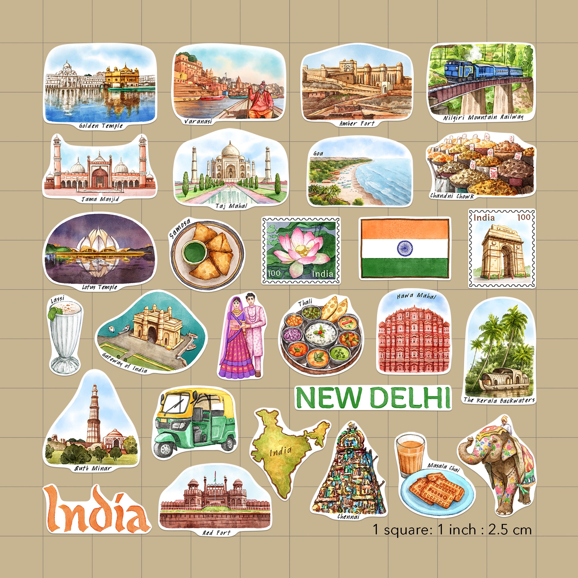 Incredible India Travel Stickers (28pcs)