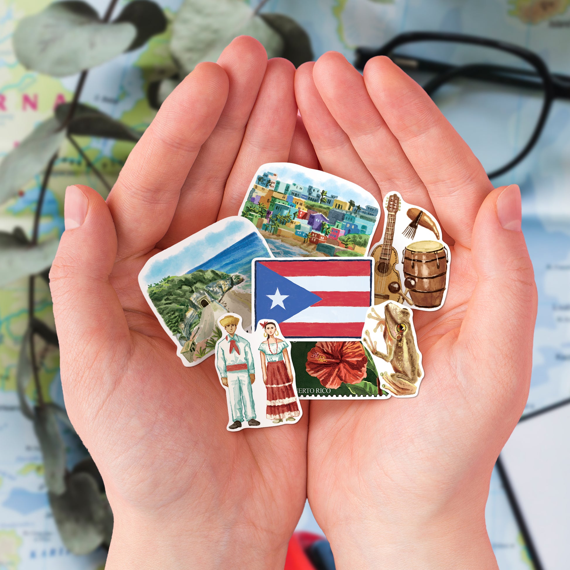 Tropical Puerto Rico Travel Stickers (28pcs)
