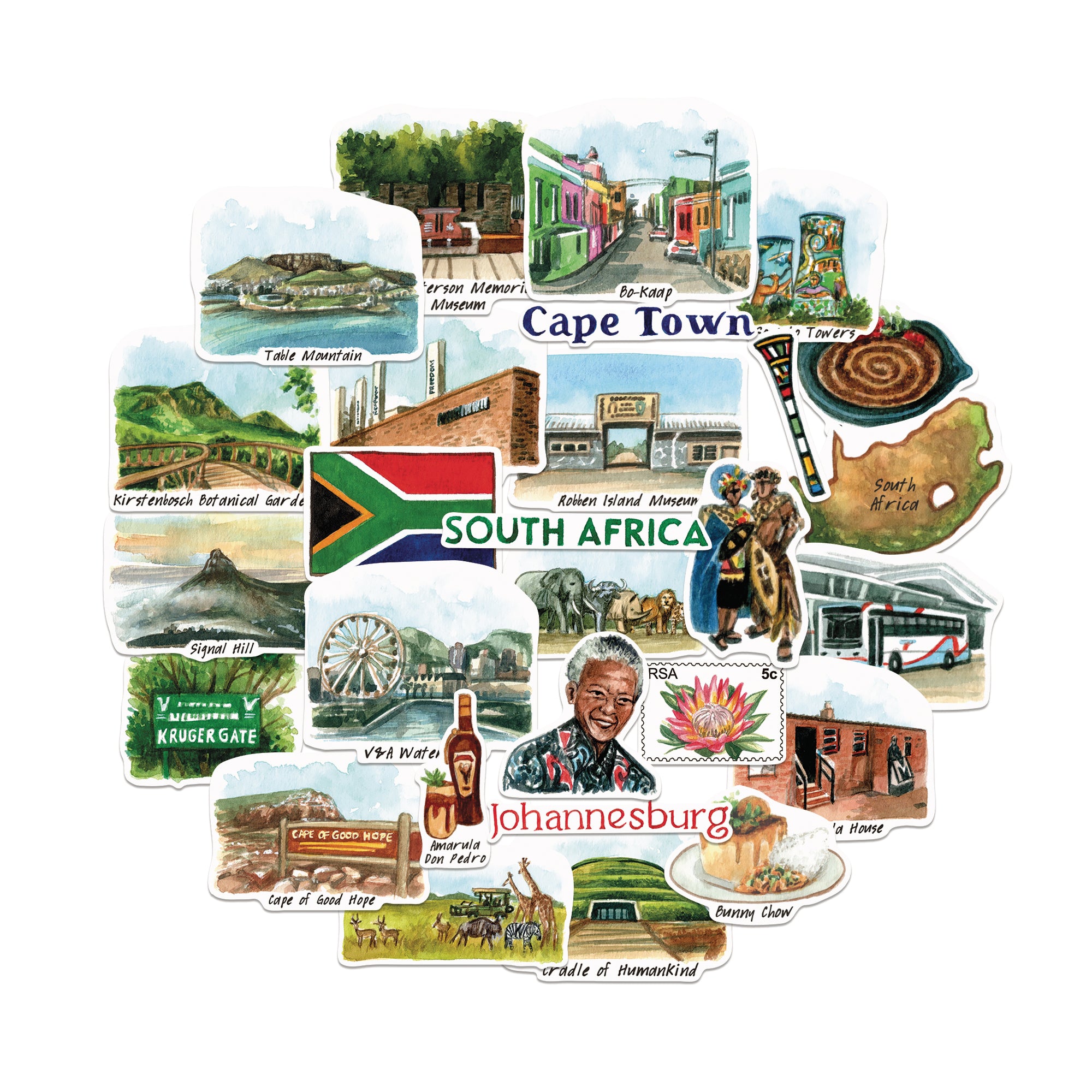 Spirited South Africa Travel Stickers (28pcs)