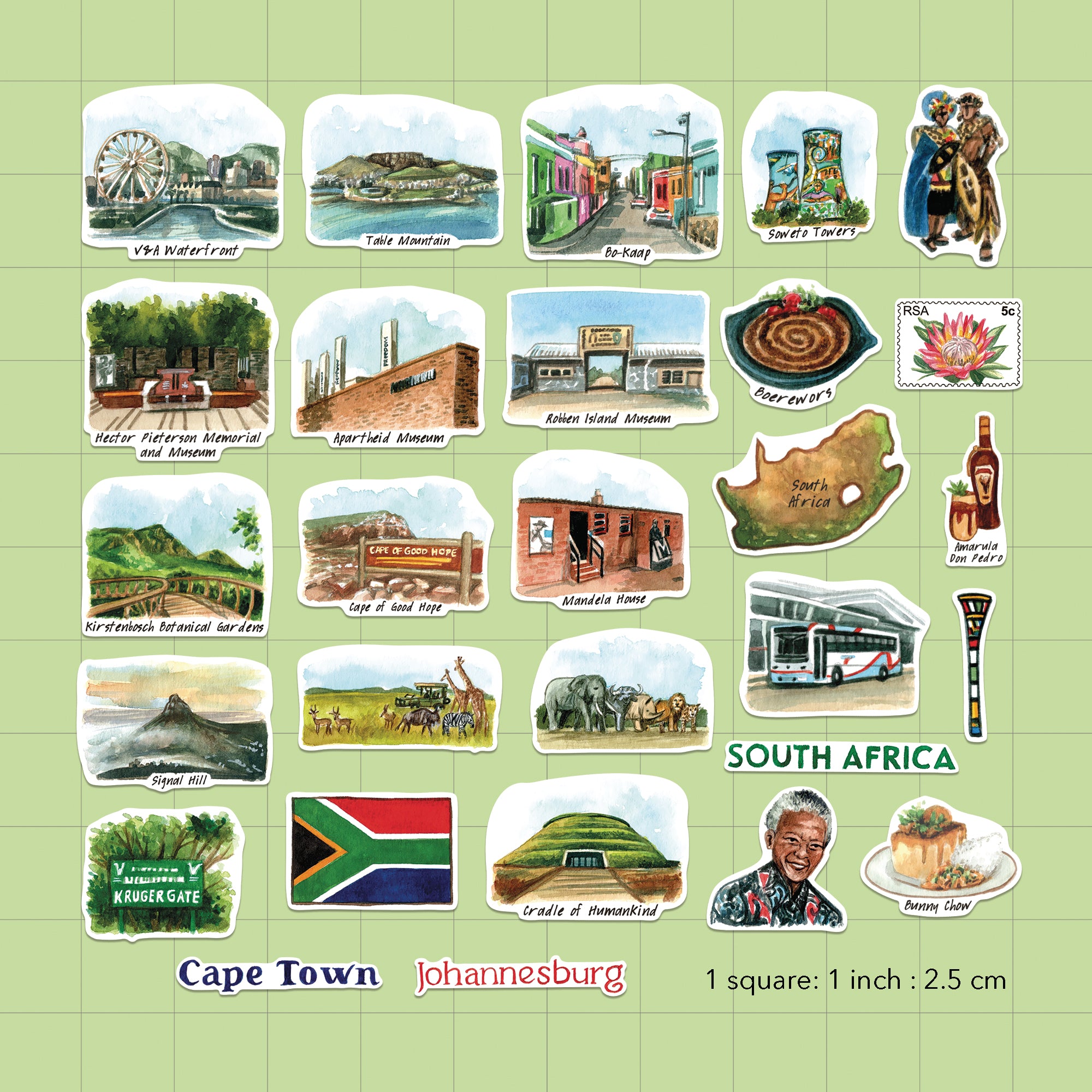 Spirited South Africa Travel Stickers (28pcs)