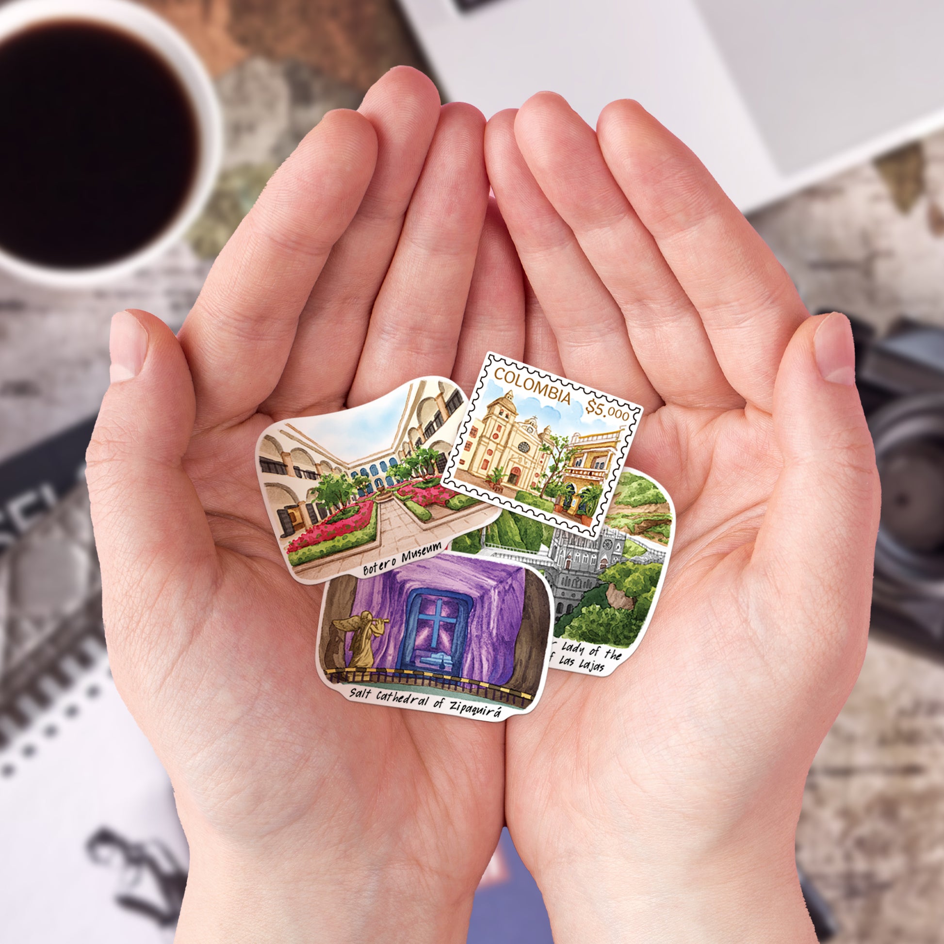 Colorful Colombia Travel Stickers (28pcs)