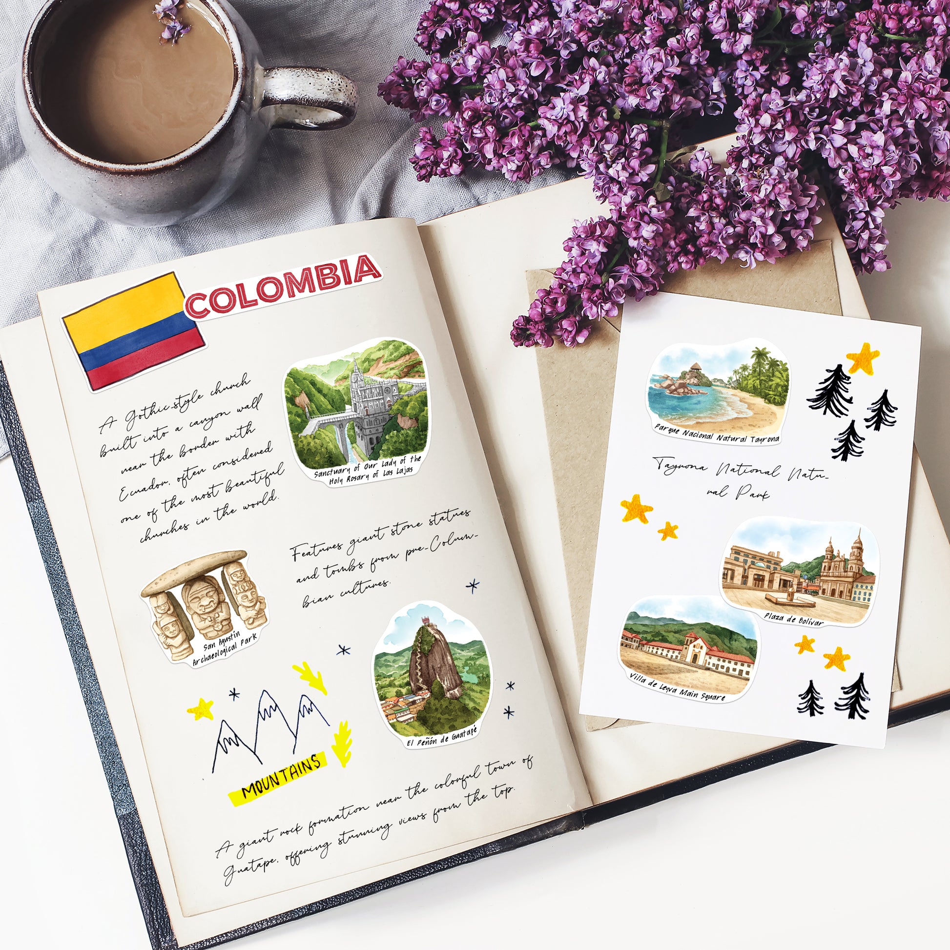 Colorful Colombia Travel Stickers (28pcs)