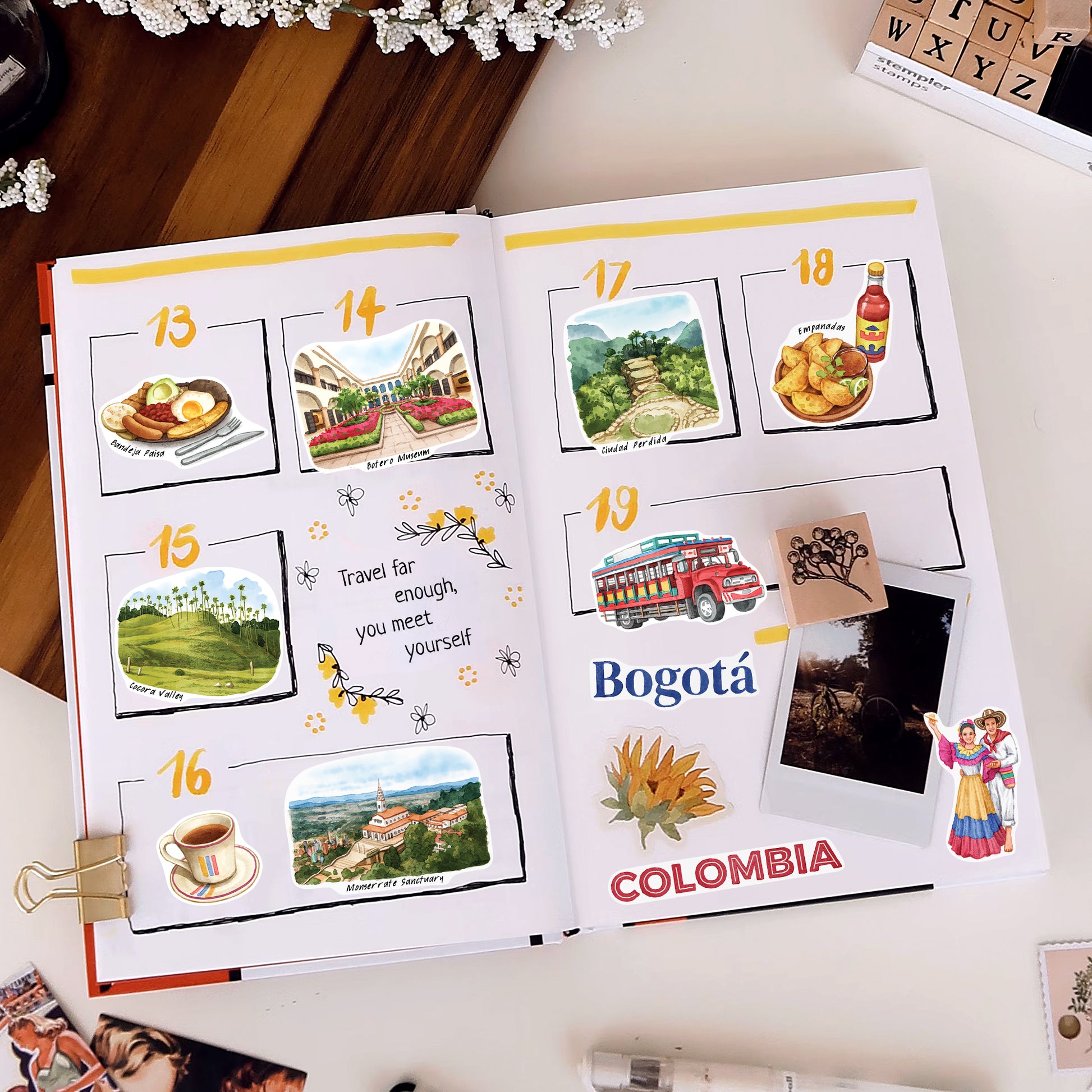 Colorful Colombia Travel Stickers (28pcs)