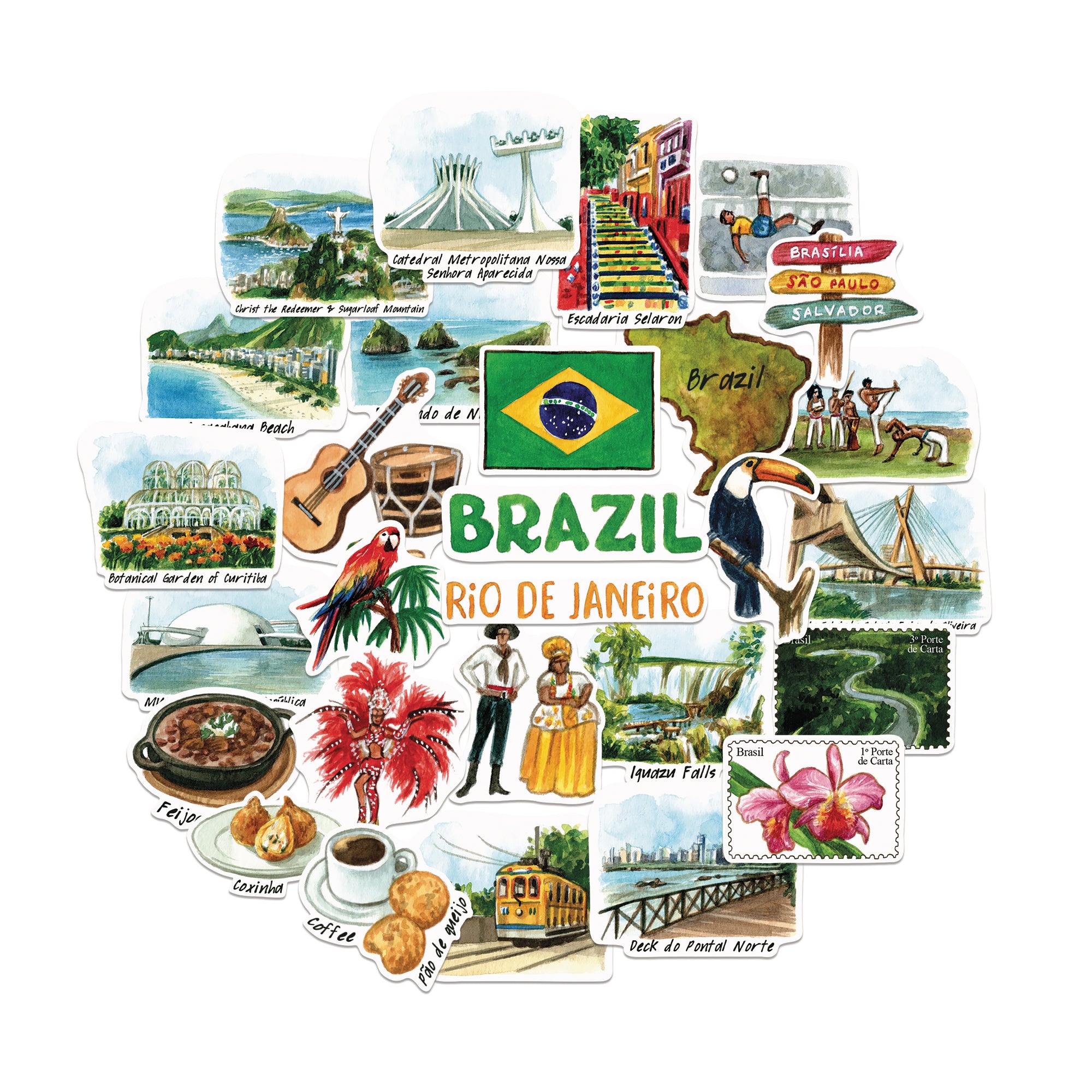 Sensational Brazil Travel Stickers (28pcs)