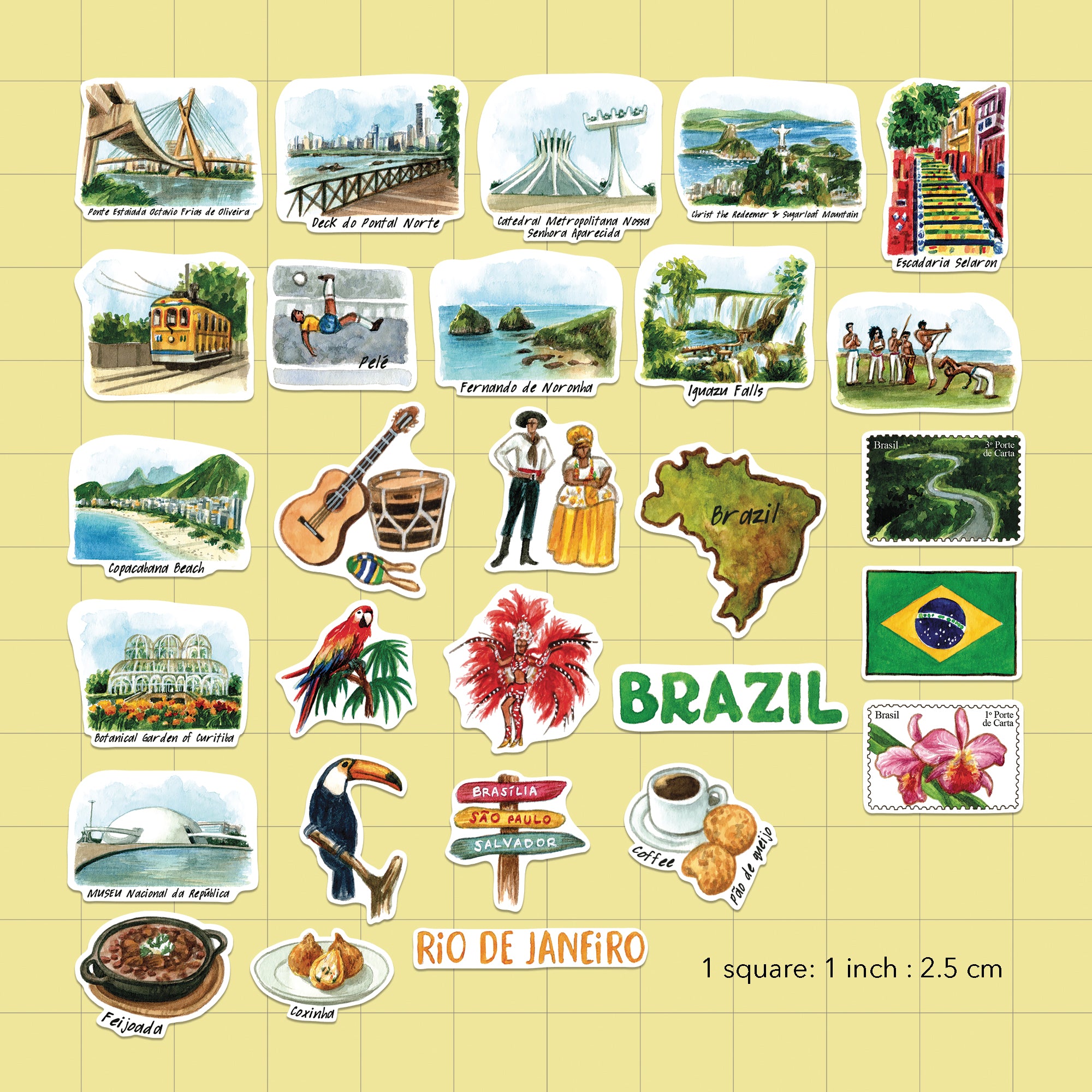 Sensational Brazil Travel Stickers (28pcs)